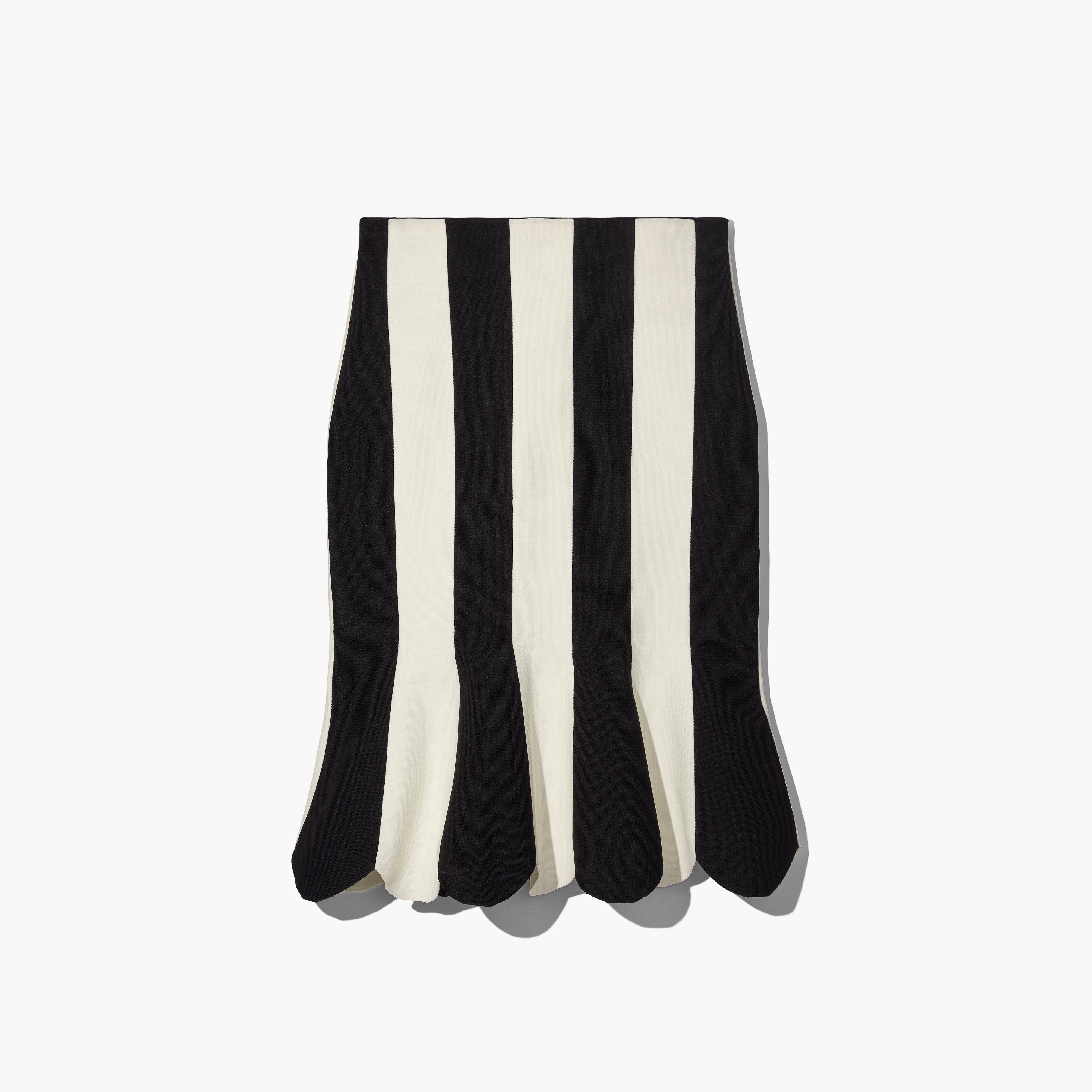 The Scuba Stripe Skirt - BLACK/IVORY