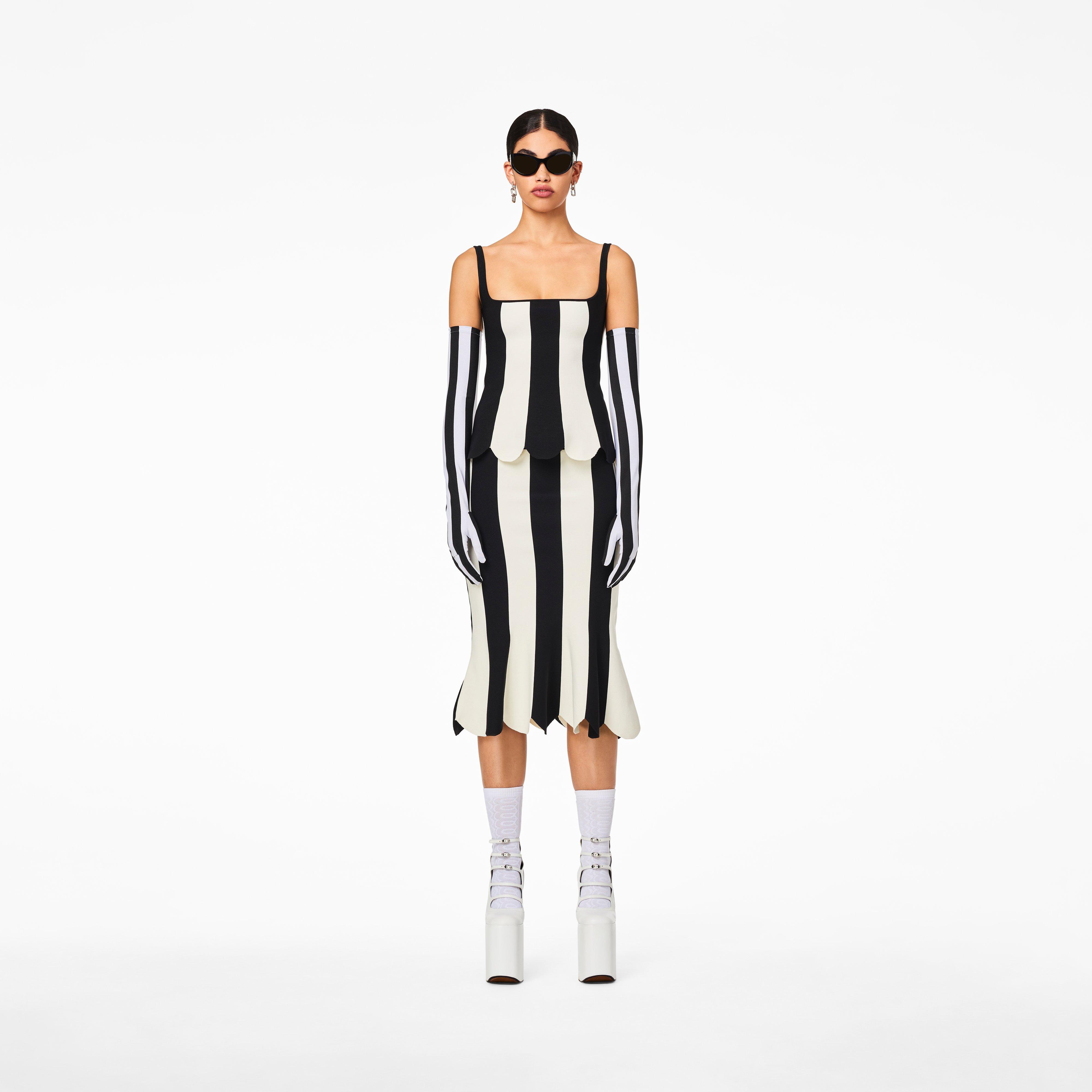 The Scuba Stripe Top - BLACK/IVORY--Alternate view
