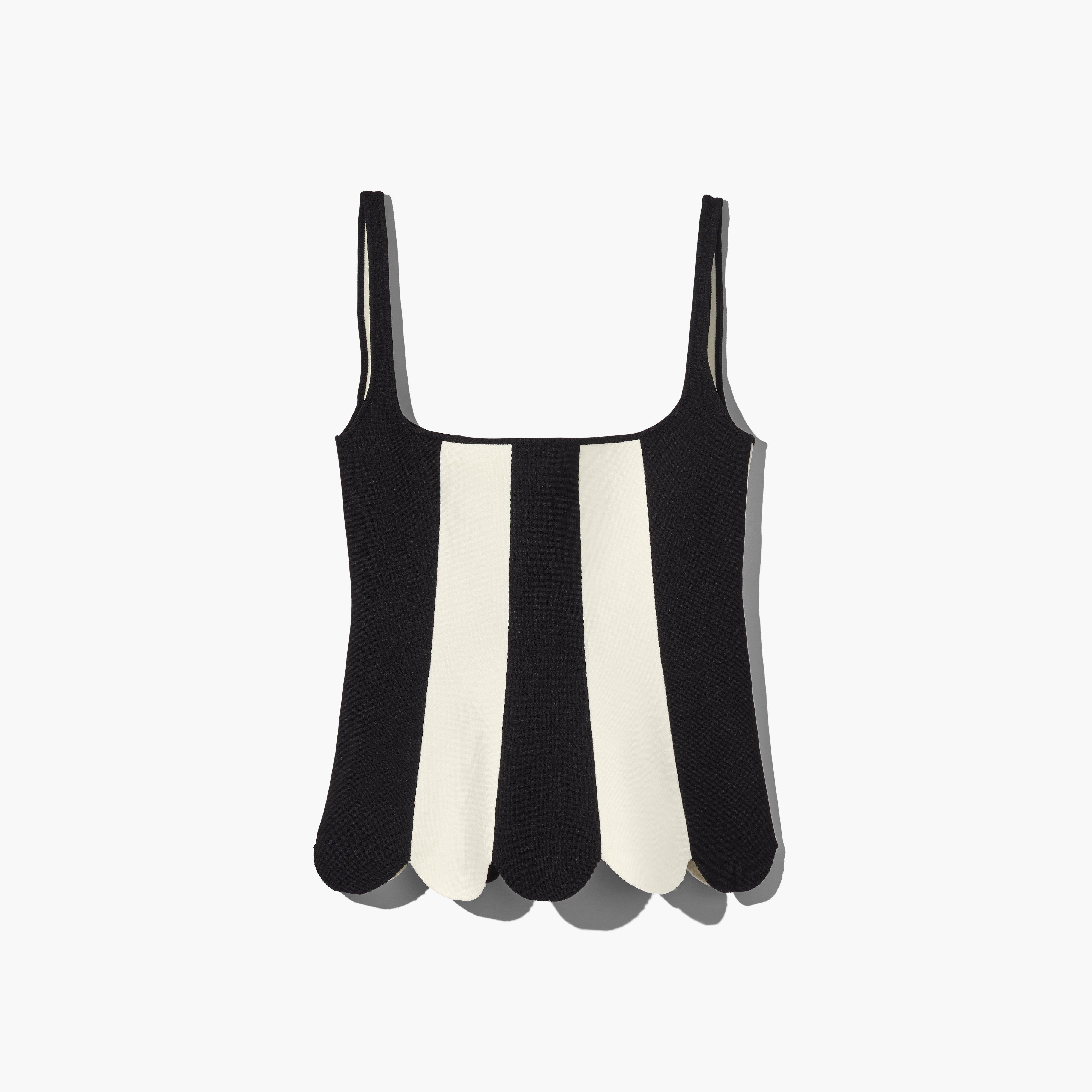 The Scuba Stripe Top - BLACK/IVORY