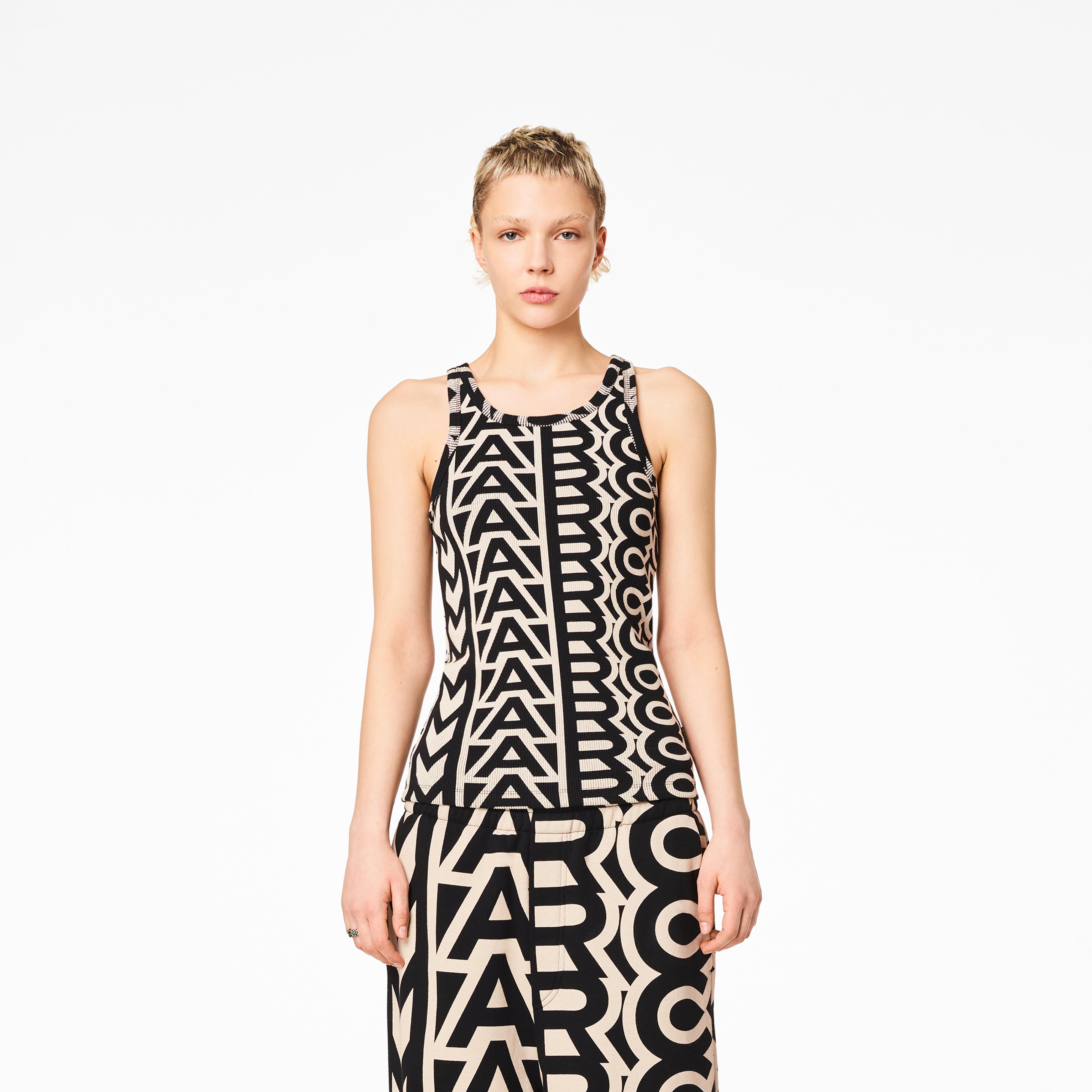 The Monogram Rib Tank - BLACK/IVORY