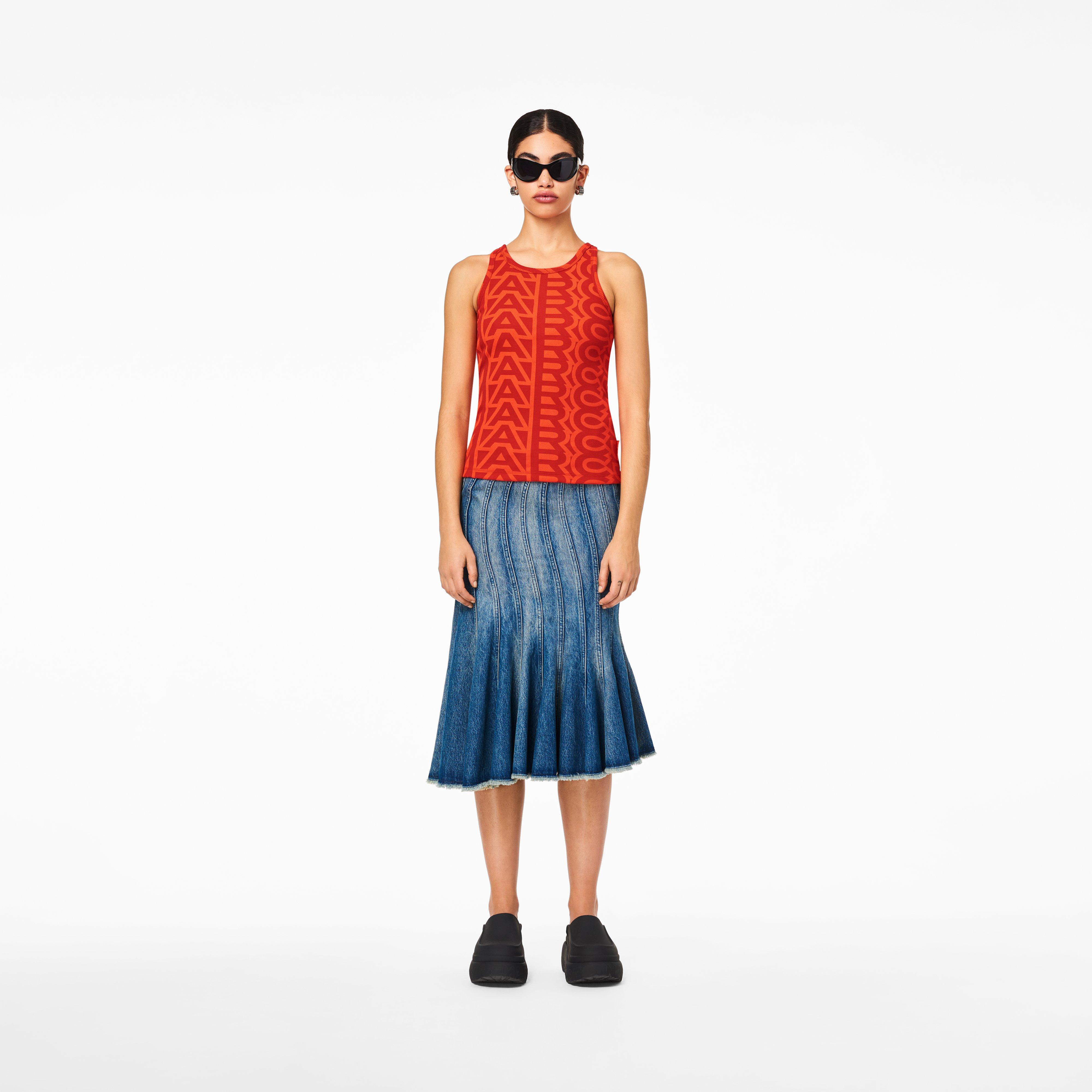 The Monogram Rib Tank - ELECTRIC ORANGE/TRUE RED--Alternate view