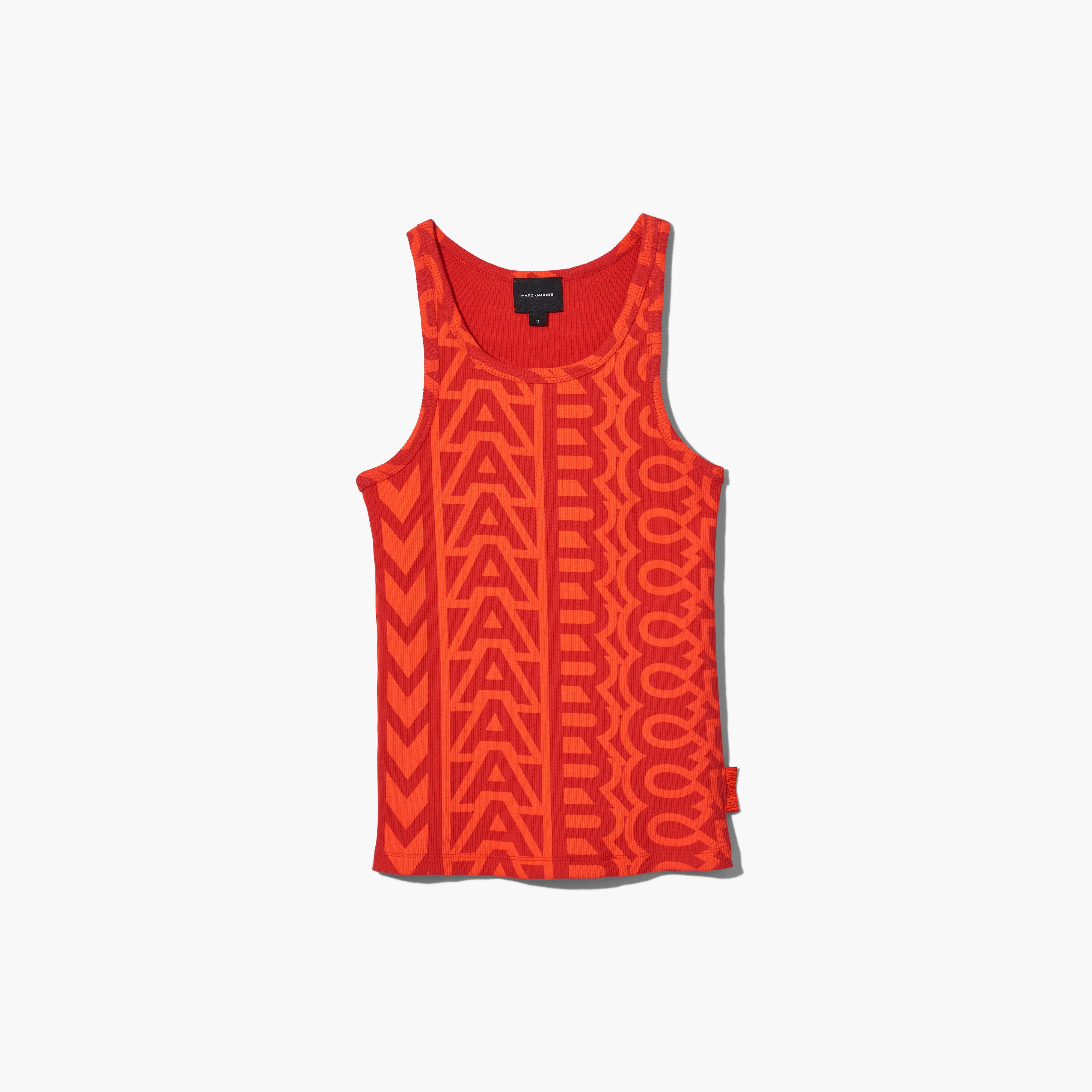 The Monogram Rib Tank - ELECTRIC ORANGE/TRUE RED