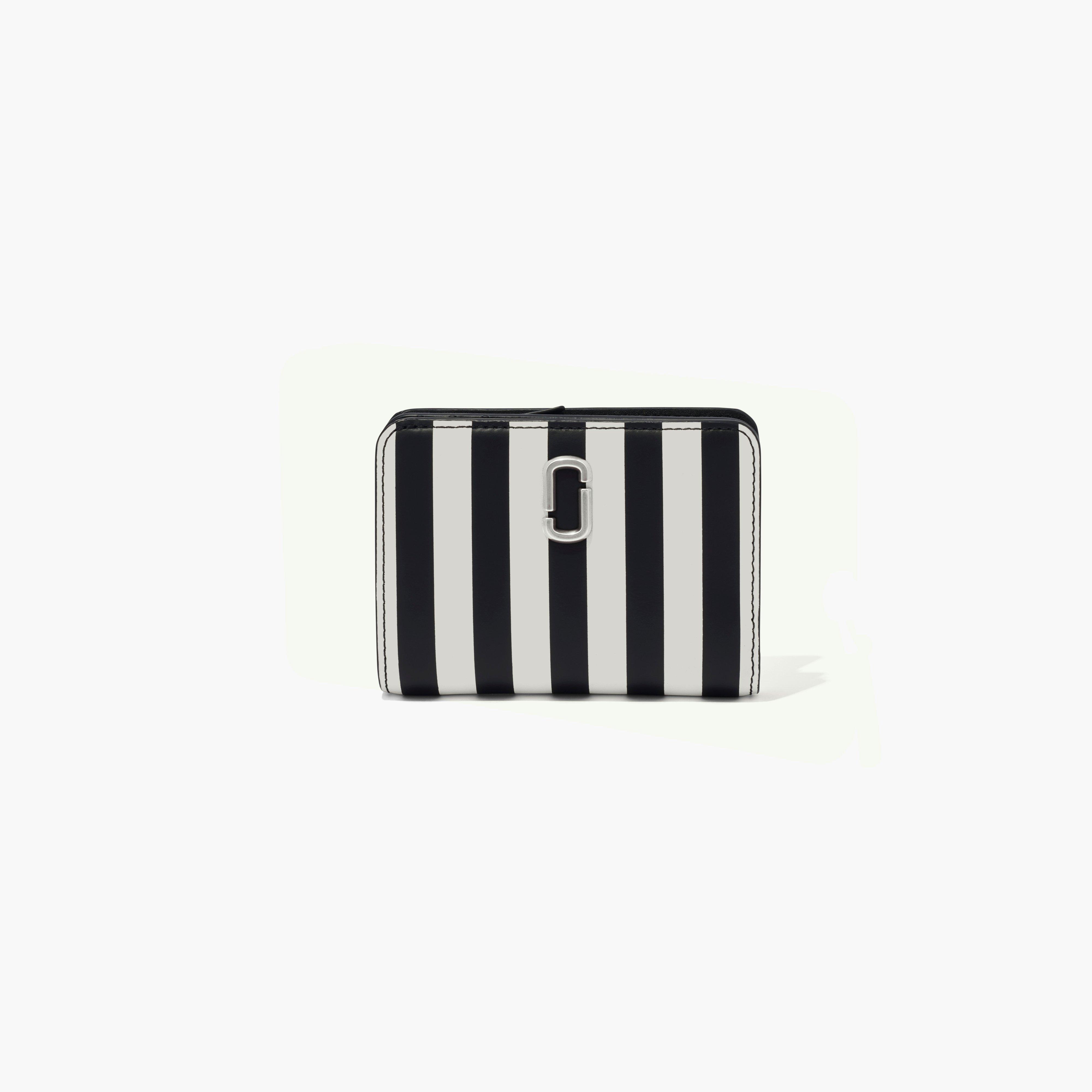 The Striped J Marc Mini Compact Wallet - BLACK/WHITE