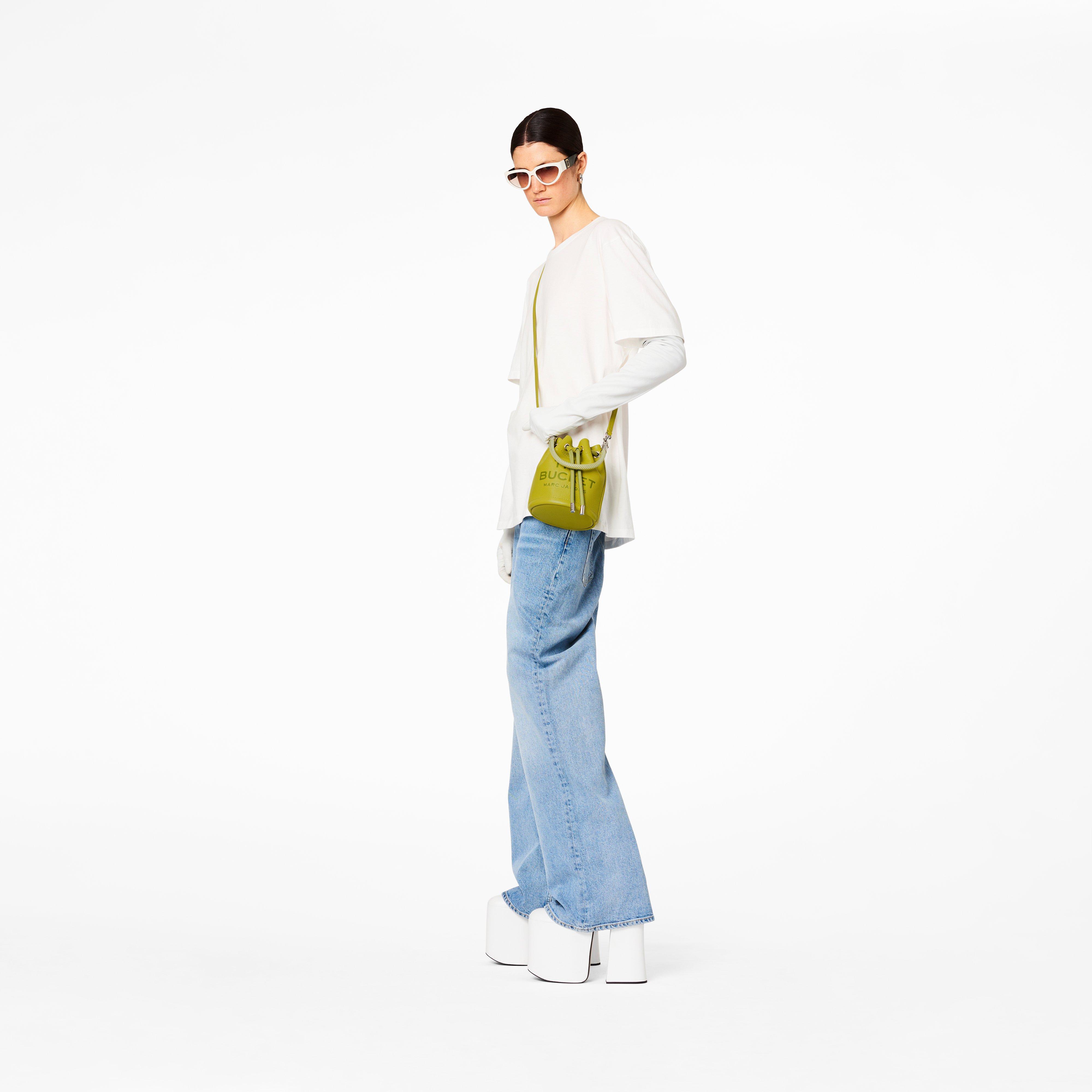 The Leather Micro Bucket Bag - CITRONELLE--Alternate view