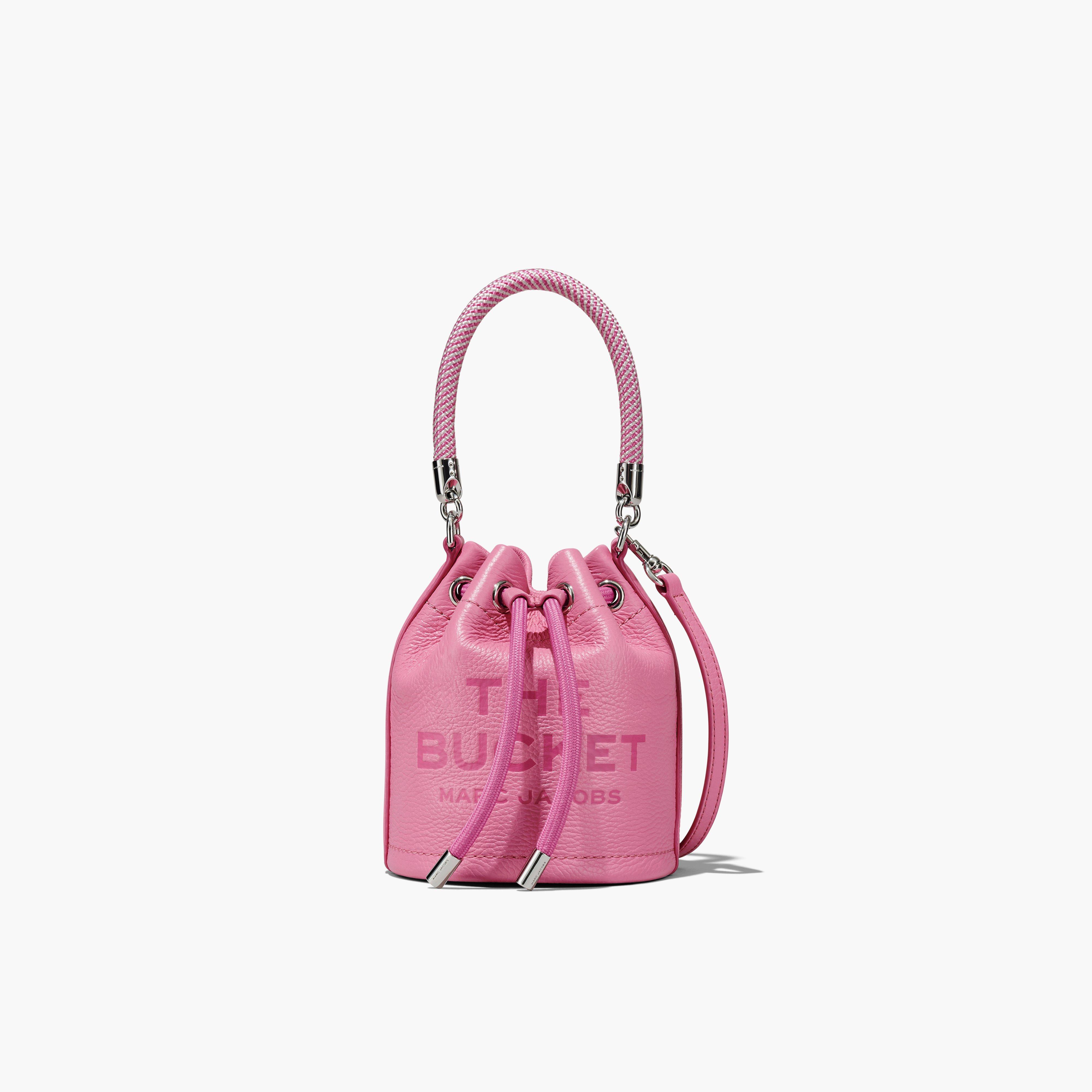 The Leather Micro Bucket Bag - CANDY PINK