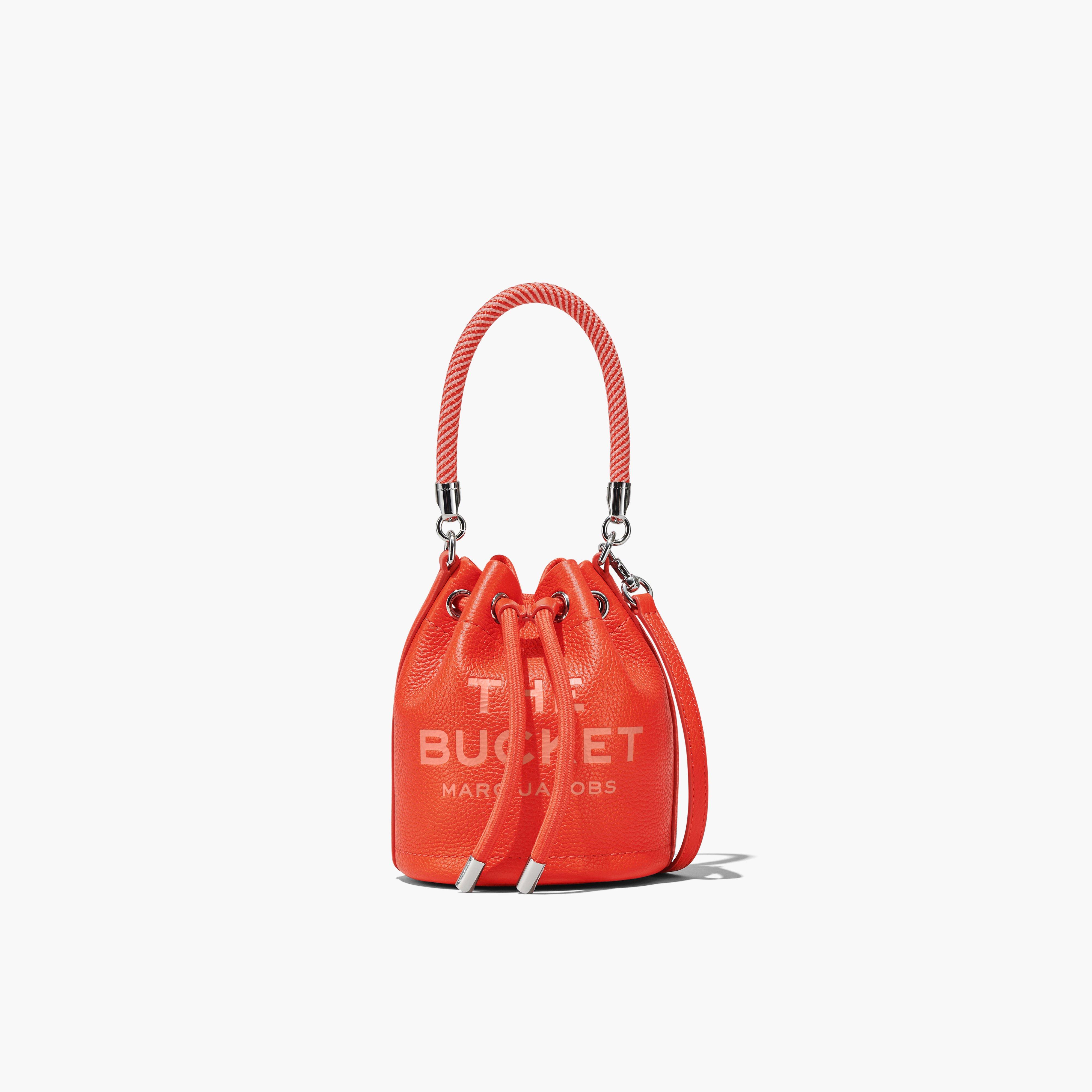 The Leather Micro Bucket Bag - ELECTRIC ORANGE