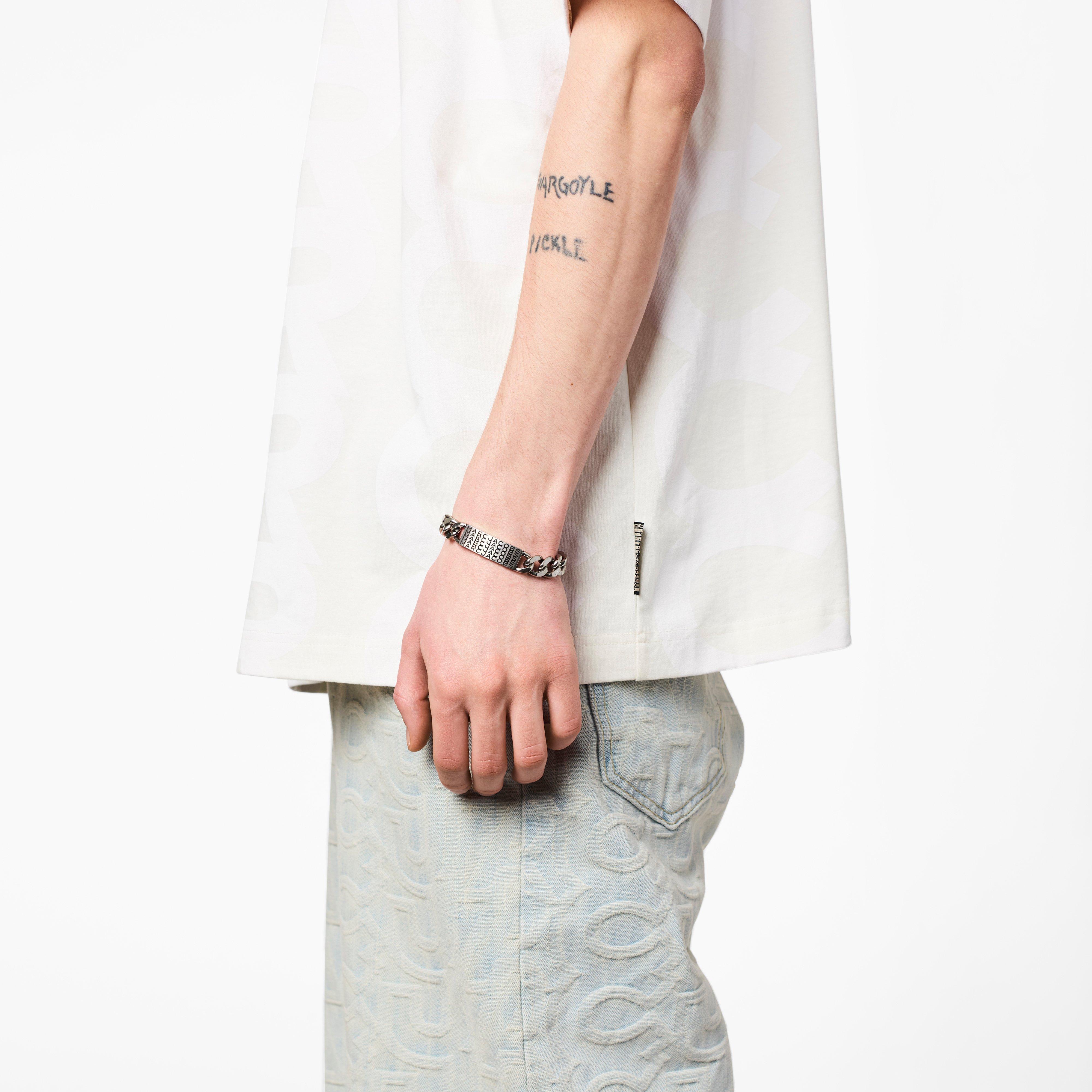 The Barcode Monogram ID Chain Bracelet - AGED SILVER--Alternate view