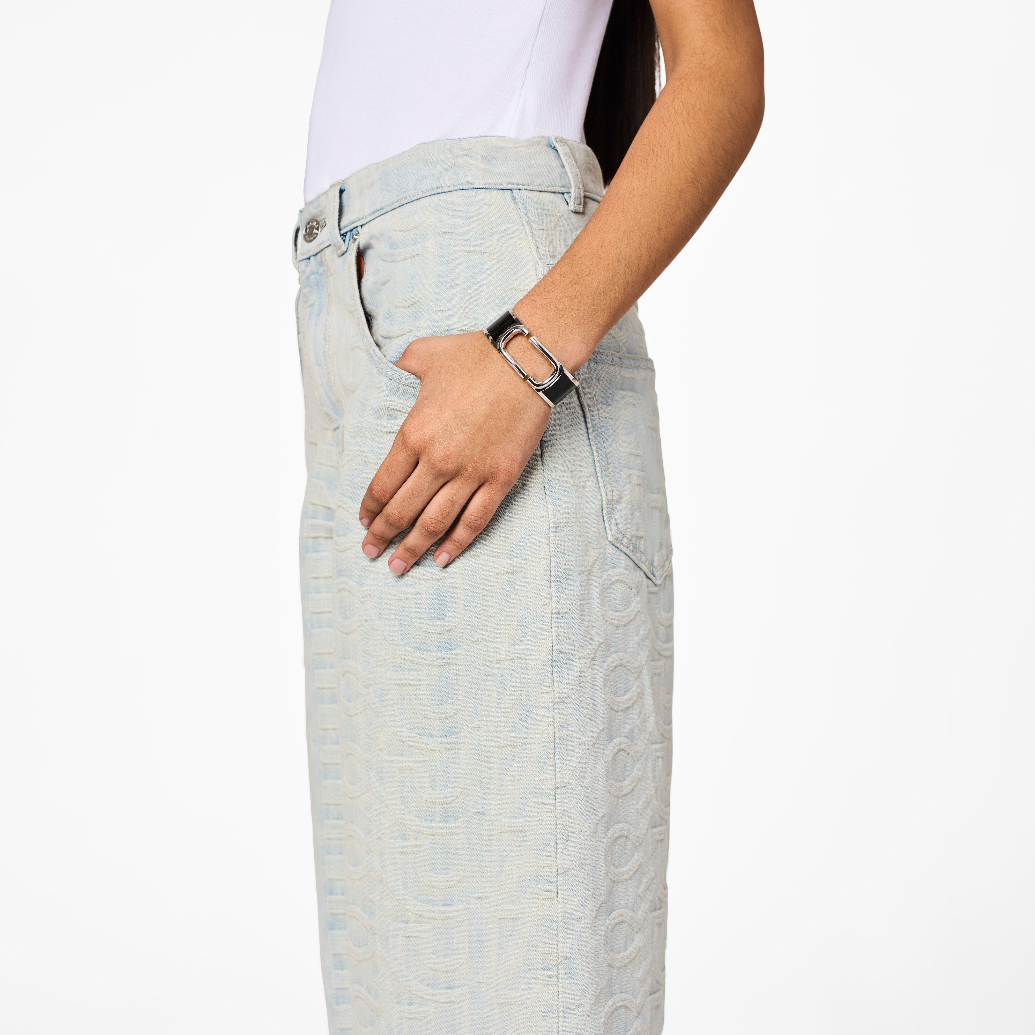 The J Marc Large Hinge Bangle - BLACK/SILVER--Alternate view