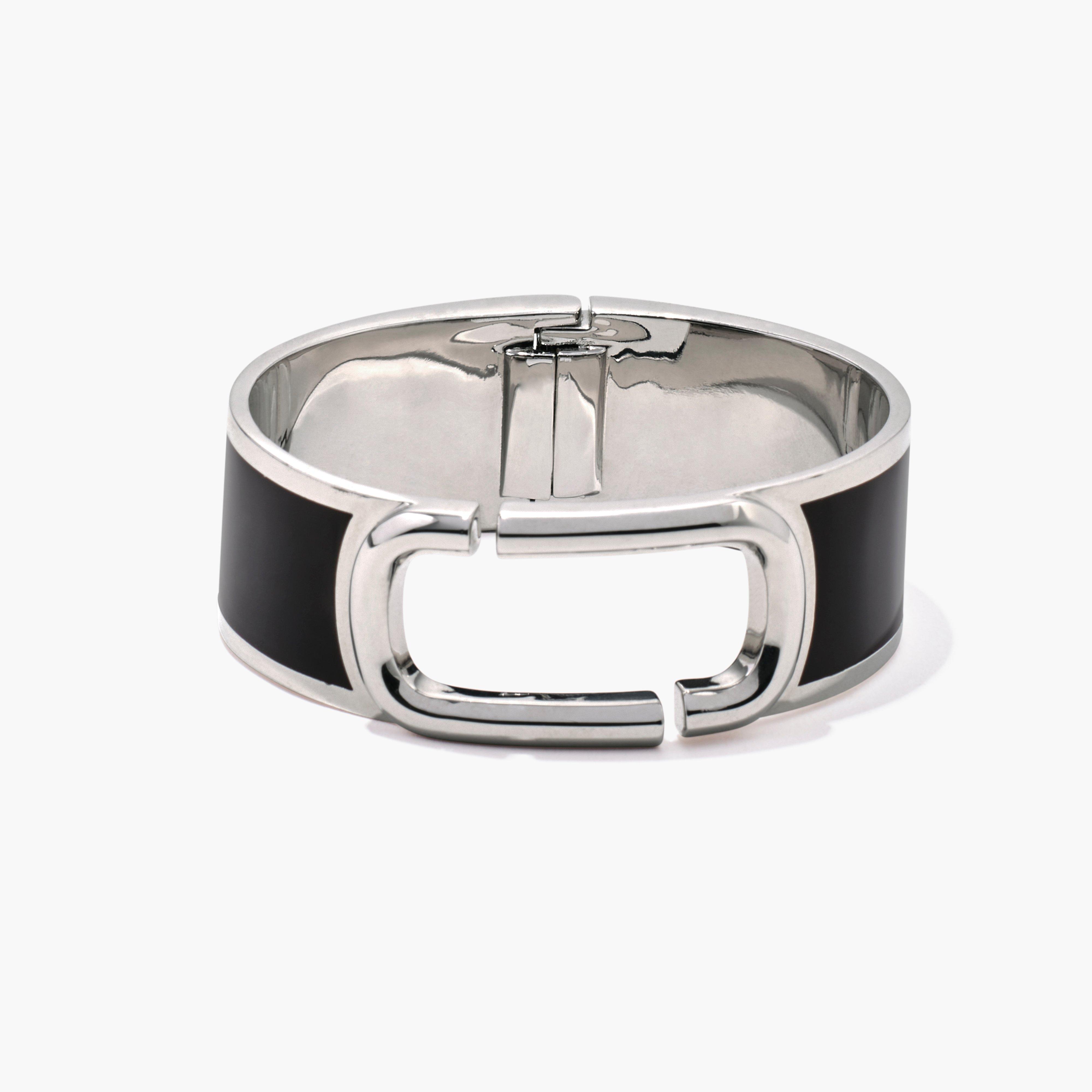The J Marc Large Hinge Bangle - BLACK/SILVER