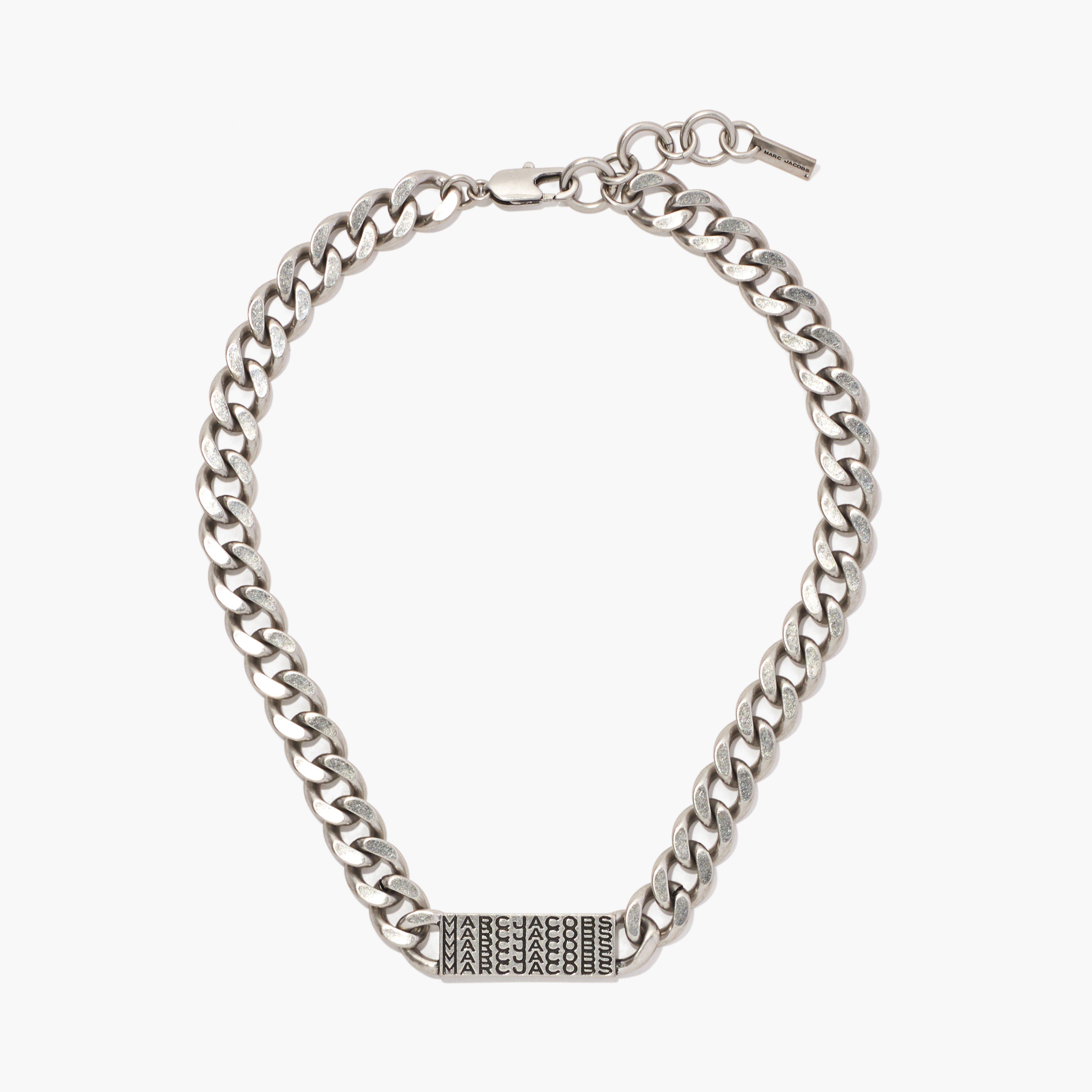 The Barcode Monogram ID Chain Necklace - AGED SILVER
