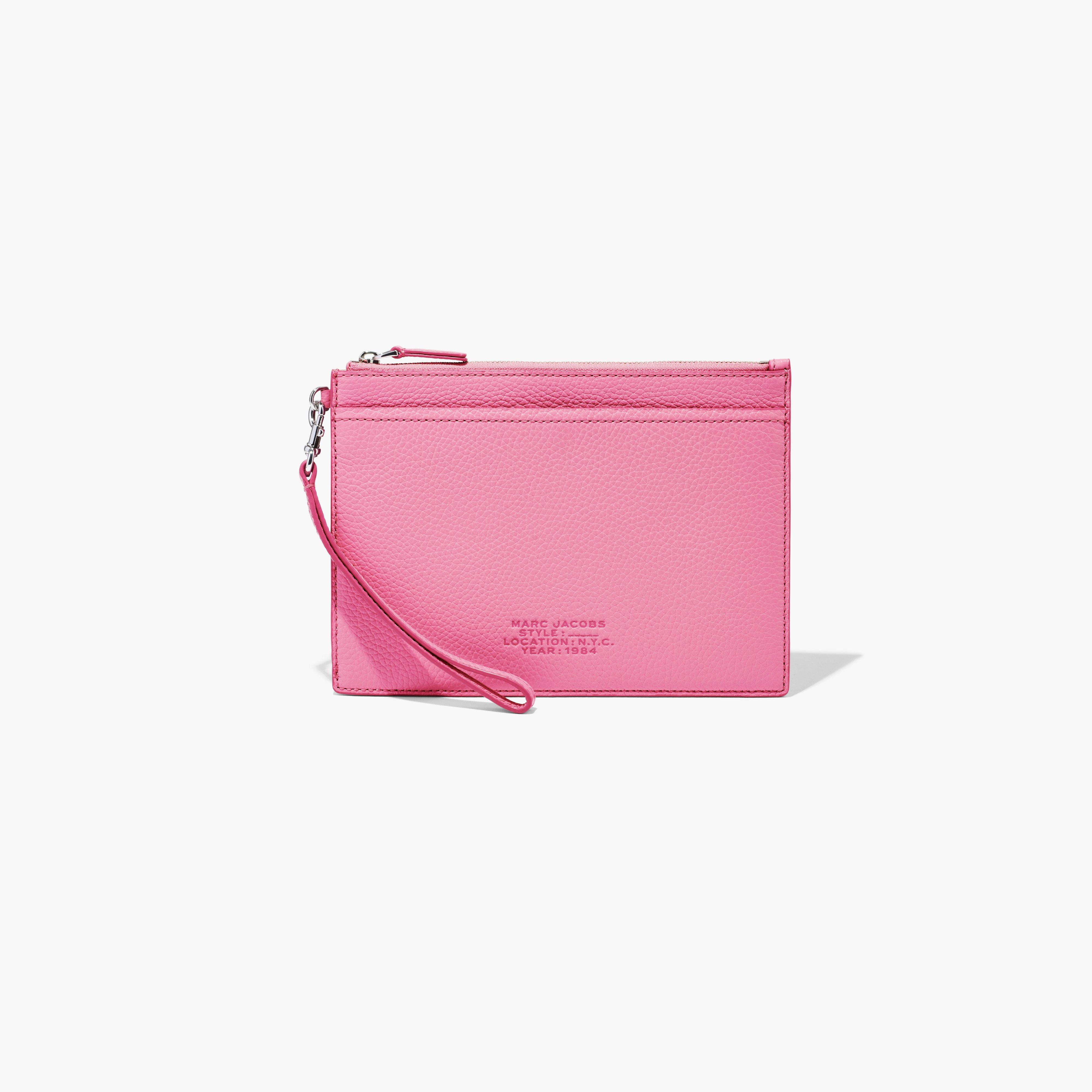 The Leather Small Wristlet - CANDY PINK