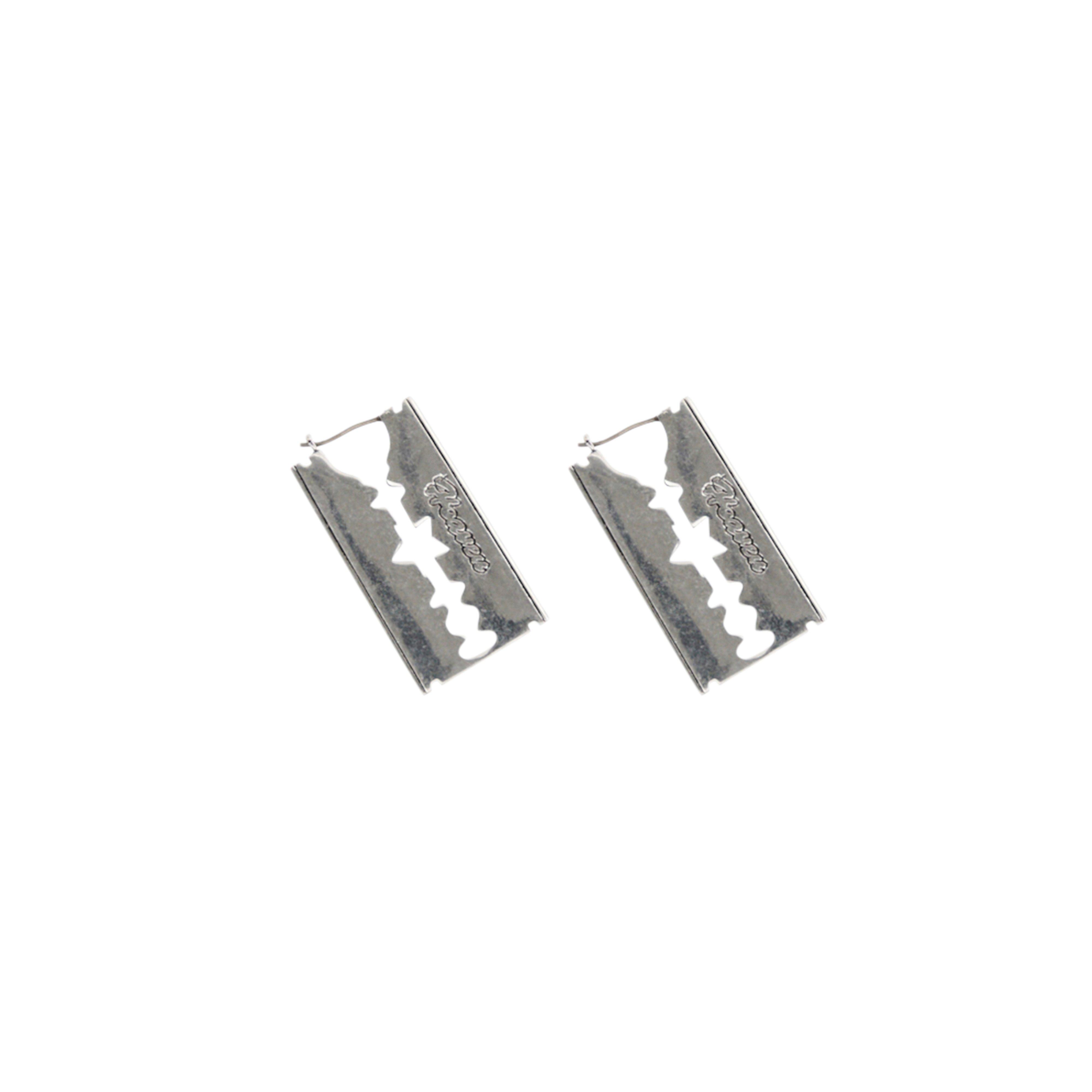 RAZOR BLADE EARRINGS - AGED SILVER