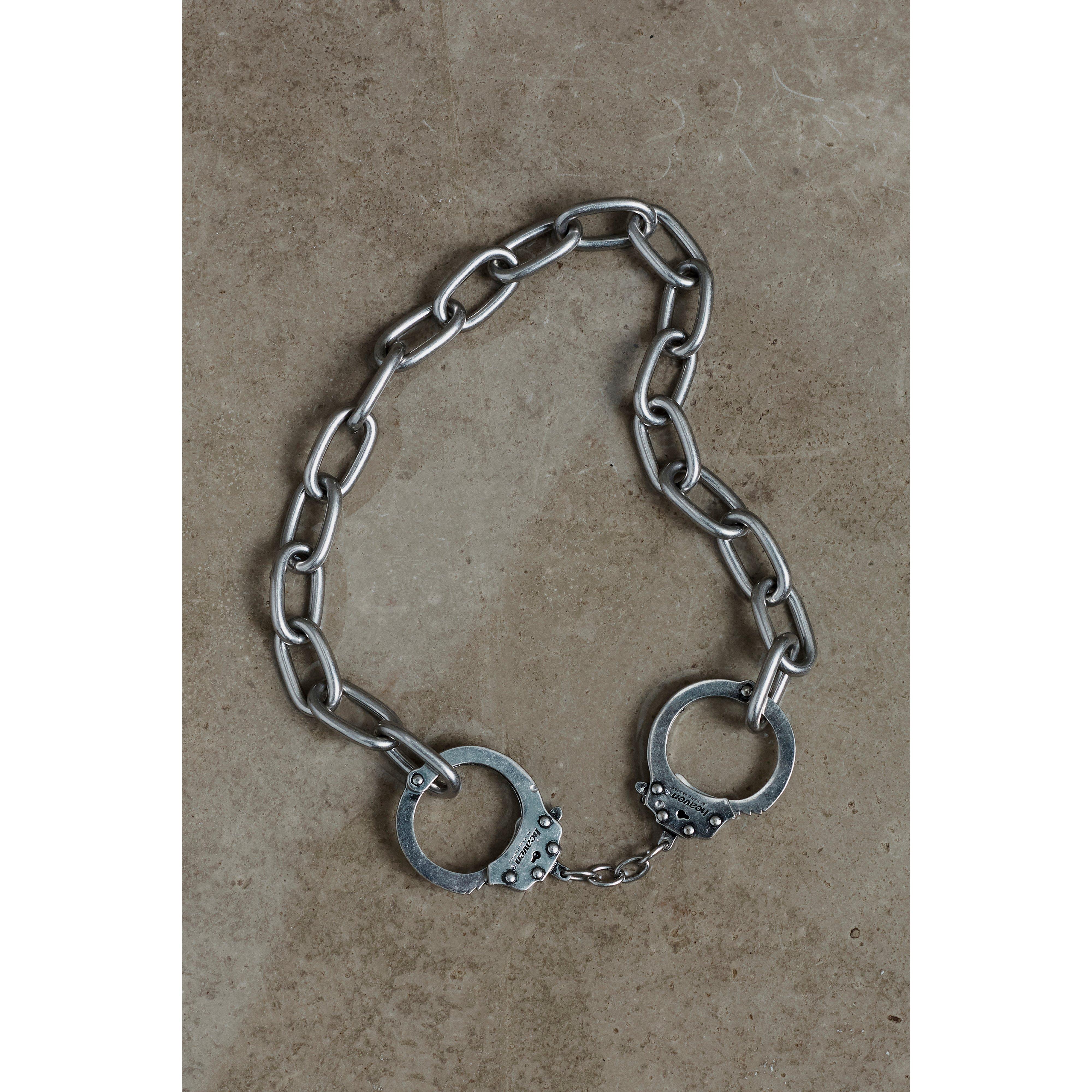 CUFF LINKS NECKLACE - AGED SILVER