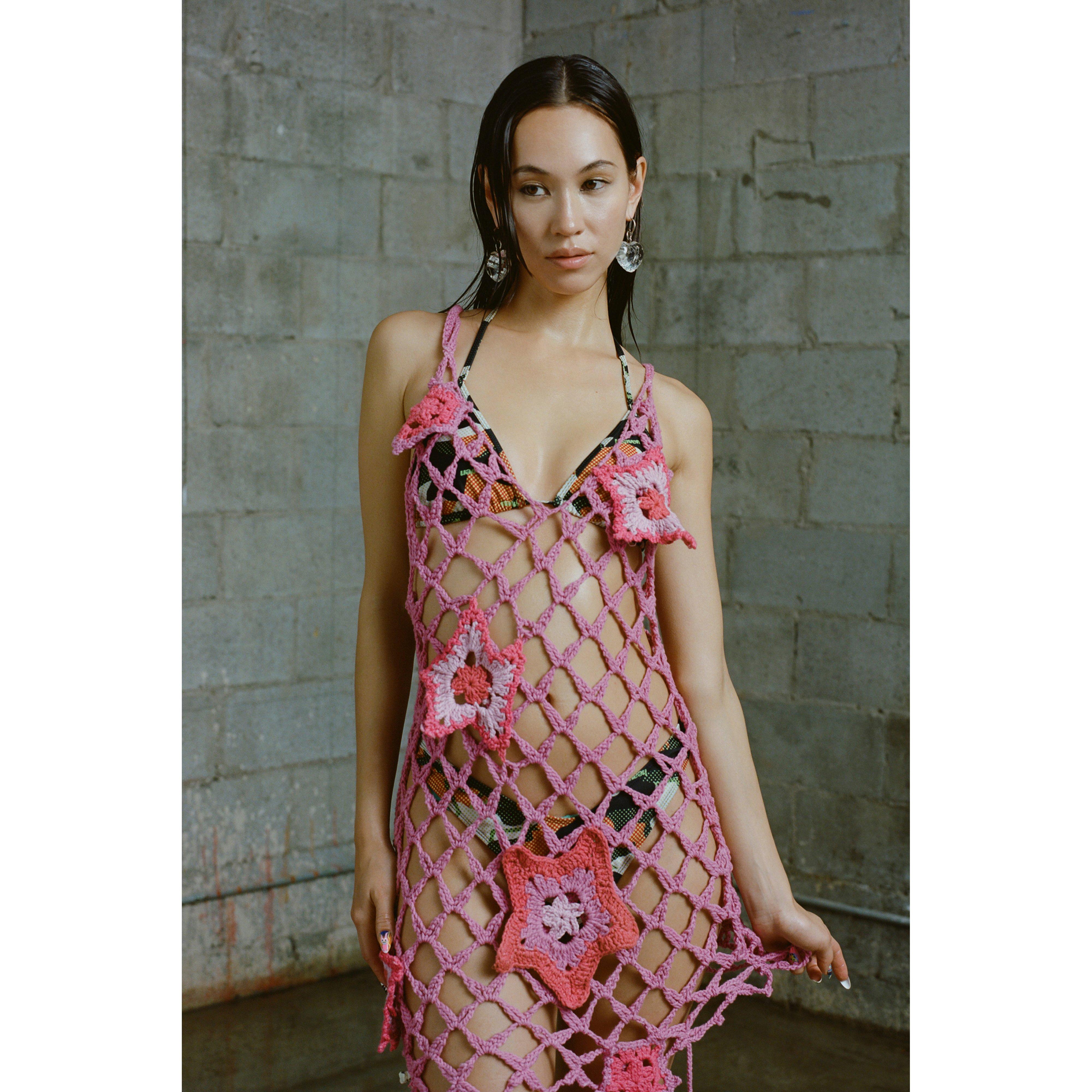 STAR CROCHET DRESS - PINK MULTI