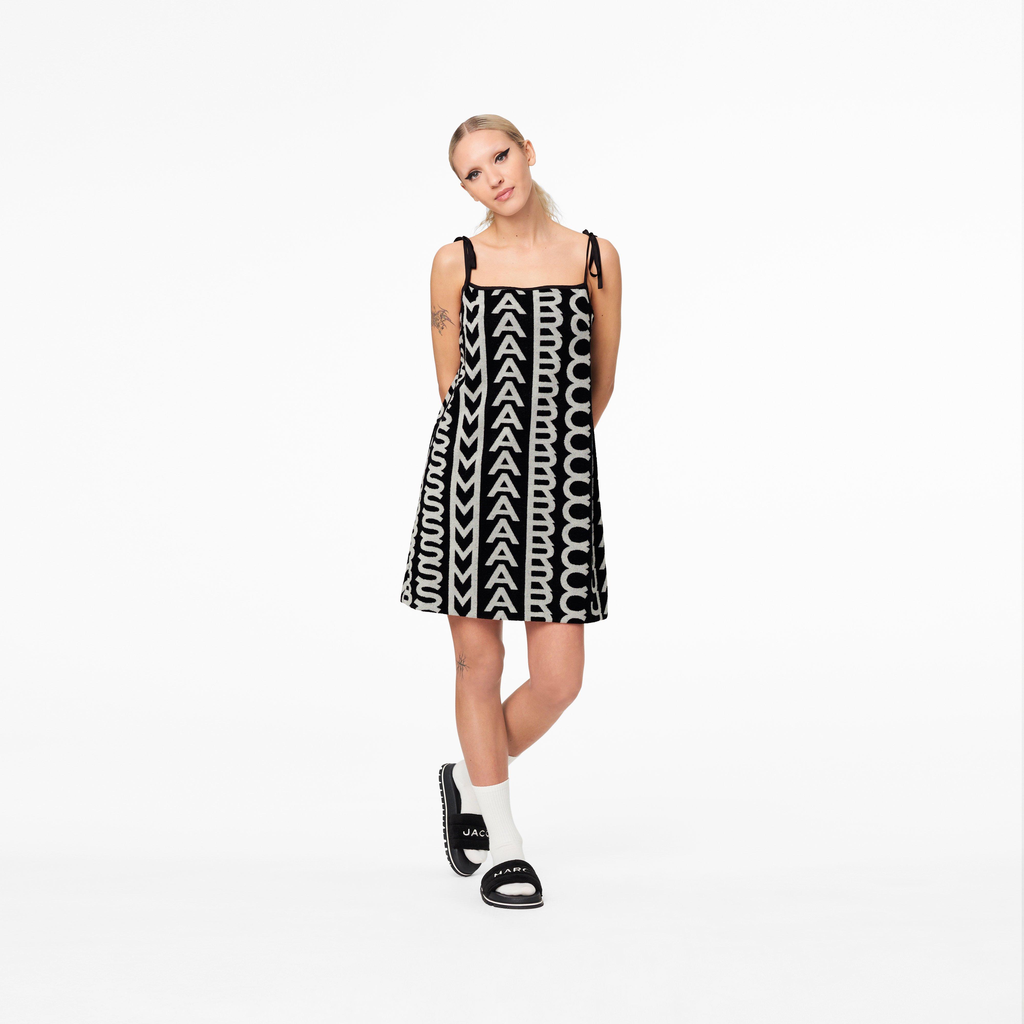 The Monogram Terry Apron Dress - BLACK/IVORY--Alternate view