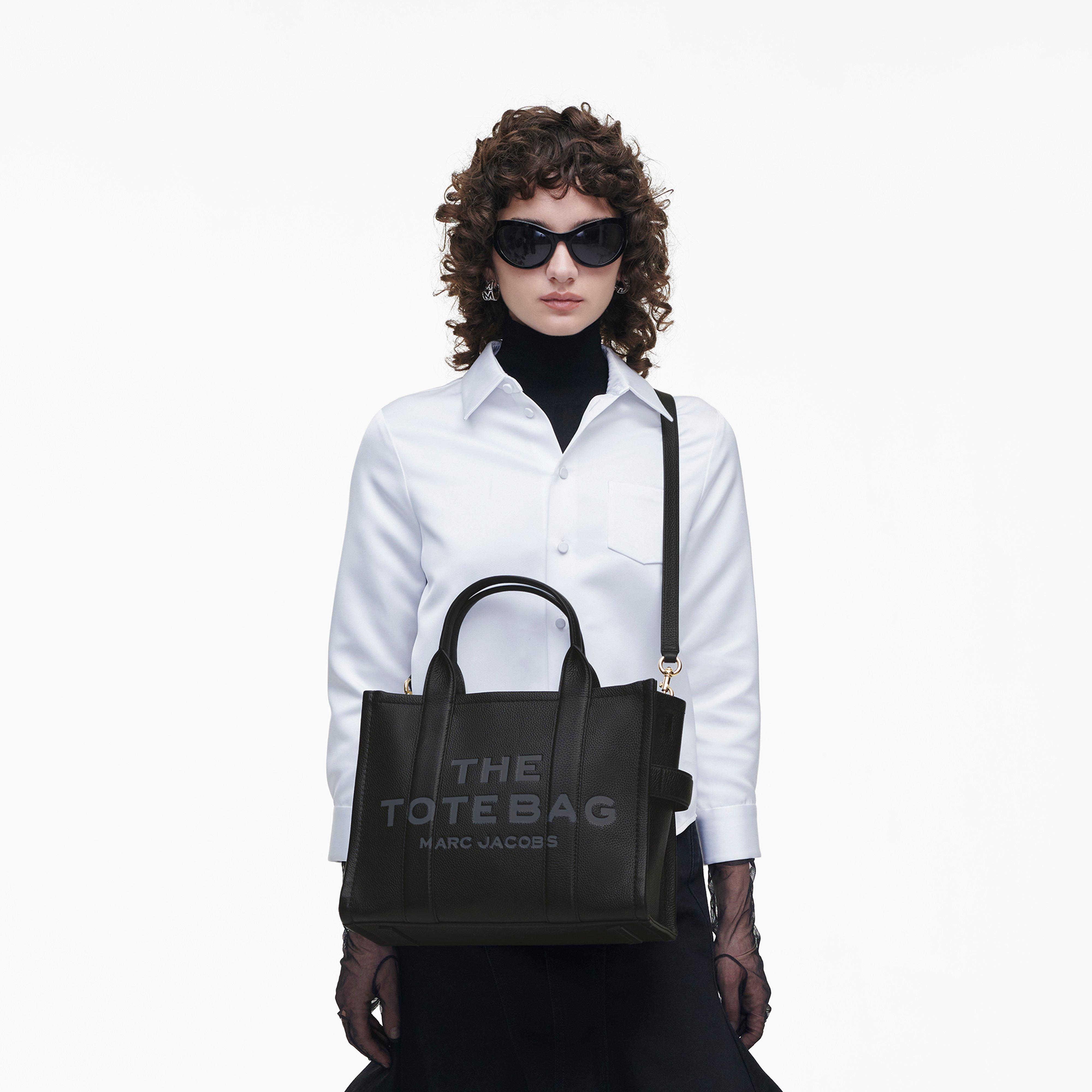 The Leather Medium Tote Bag - BLACK--Alternate view