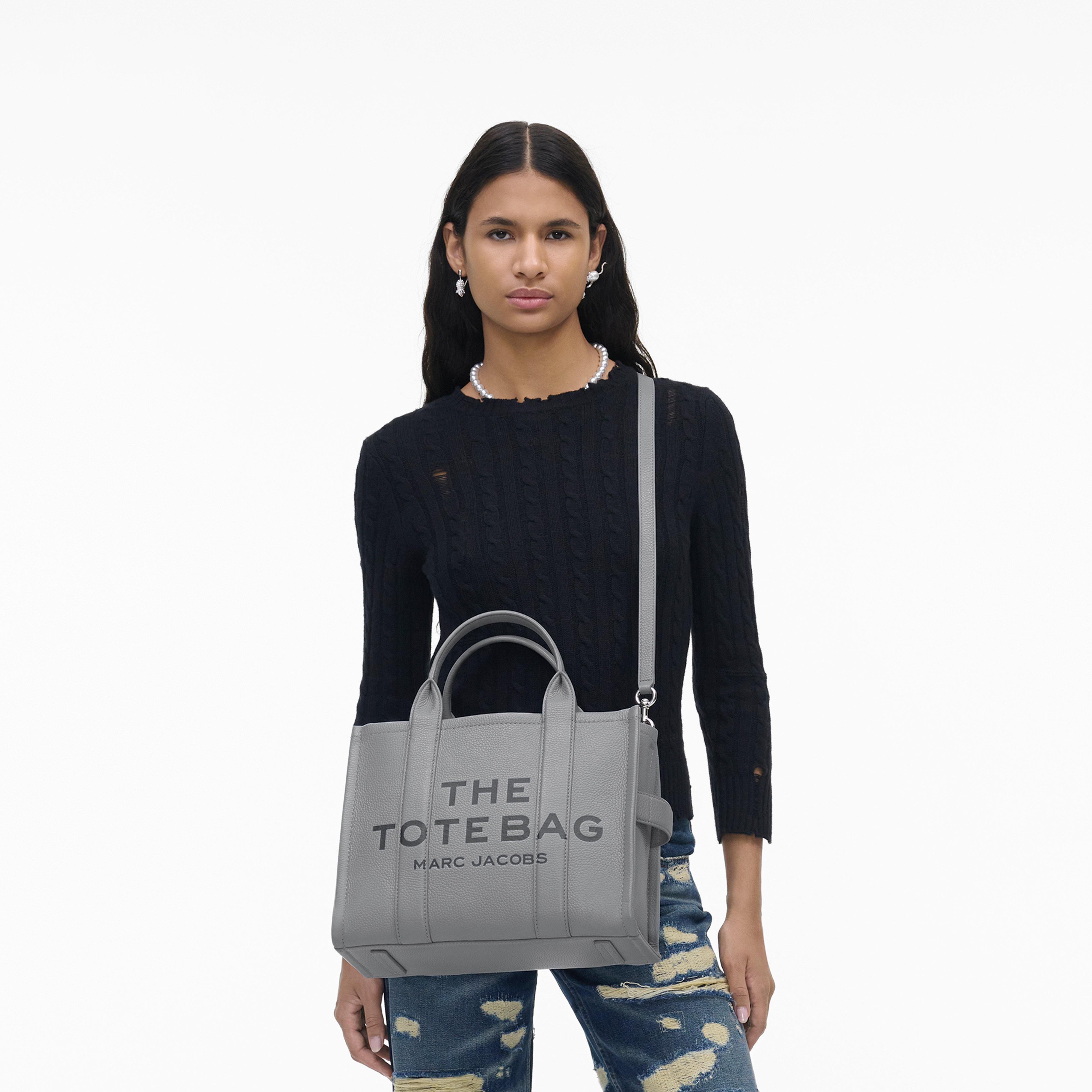 The Leather Medium Tote Bag - WOLF GREY--Alternate view