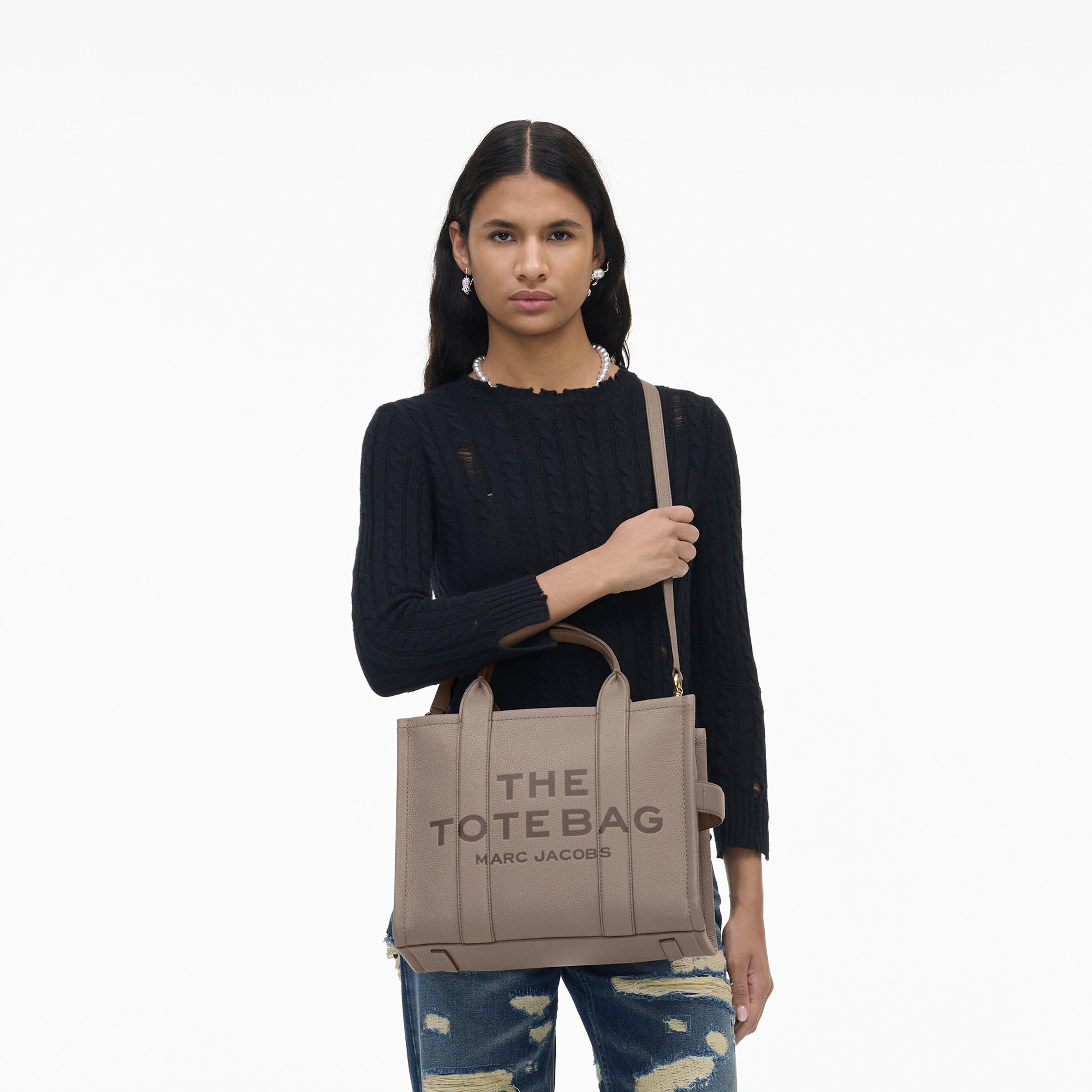 The Leather Medium Tote Bag - CEMENT--Alternate view