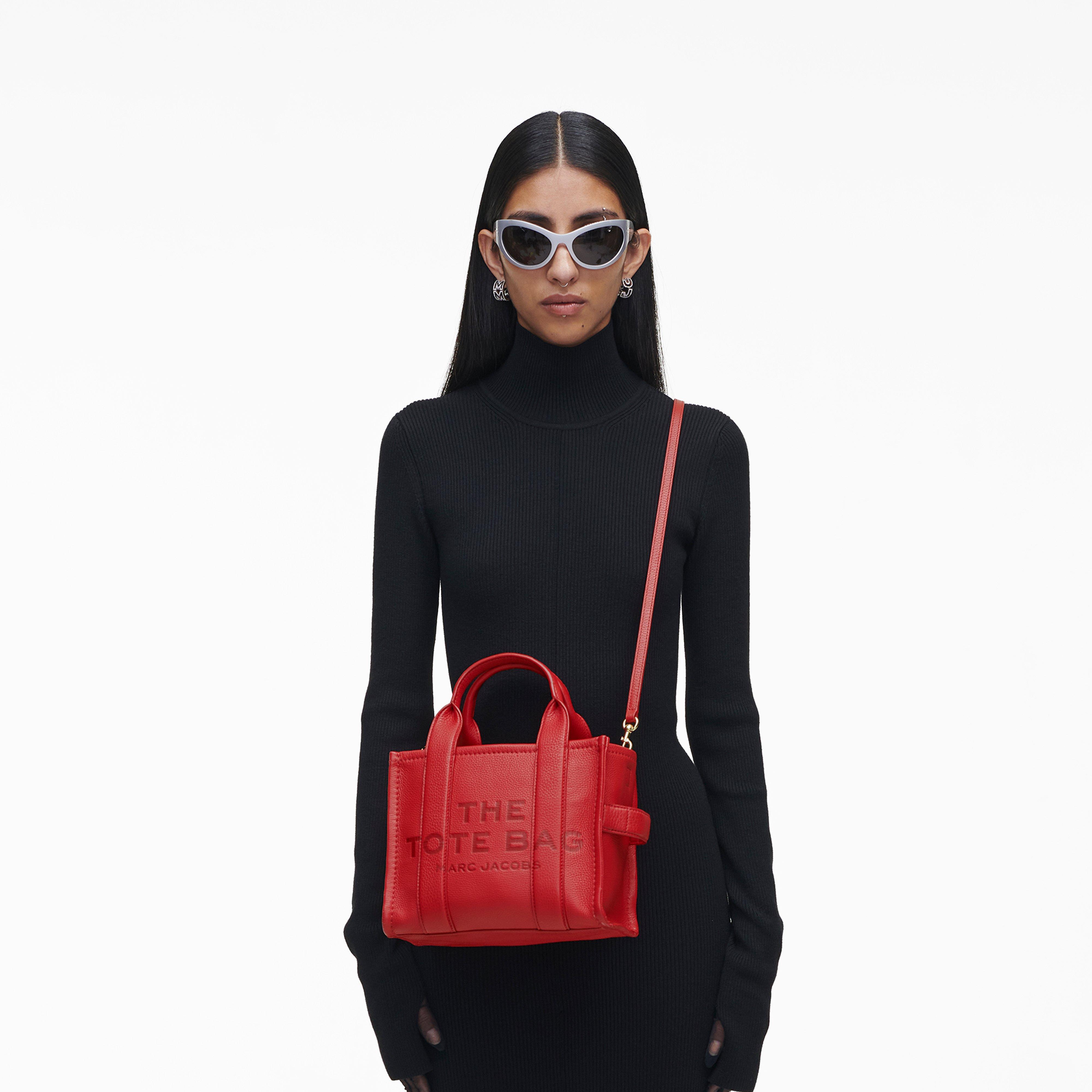 The Leather Mini Tote Bag - TRUE RED--Alternate view
