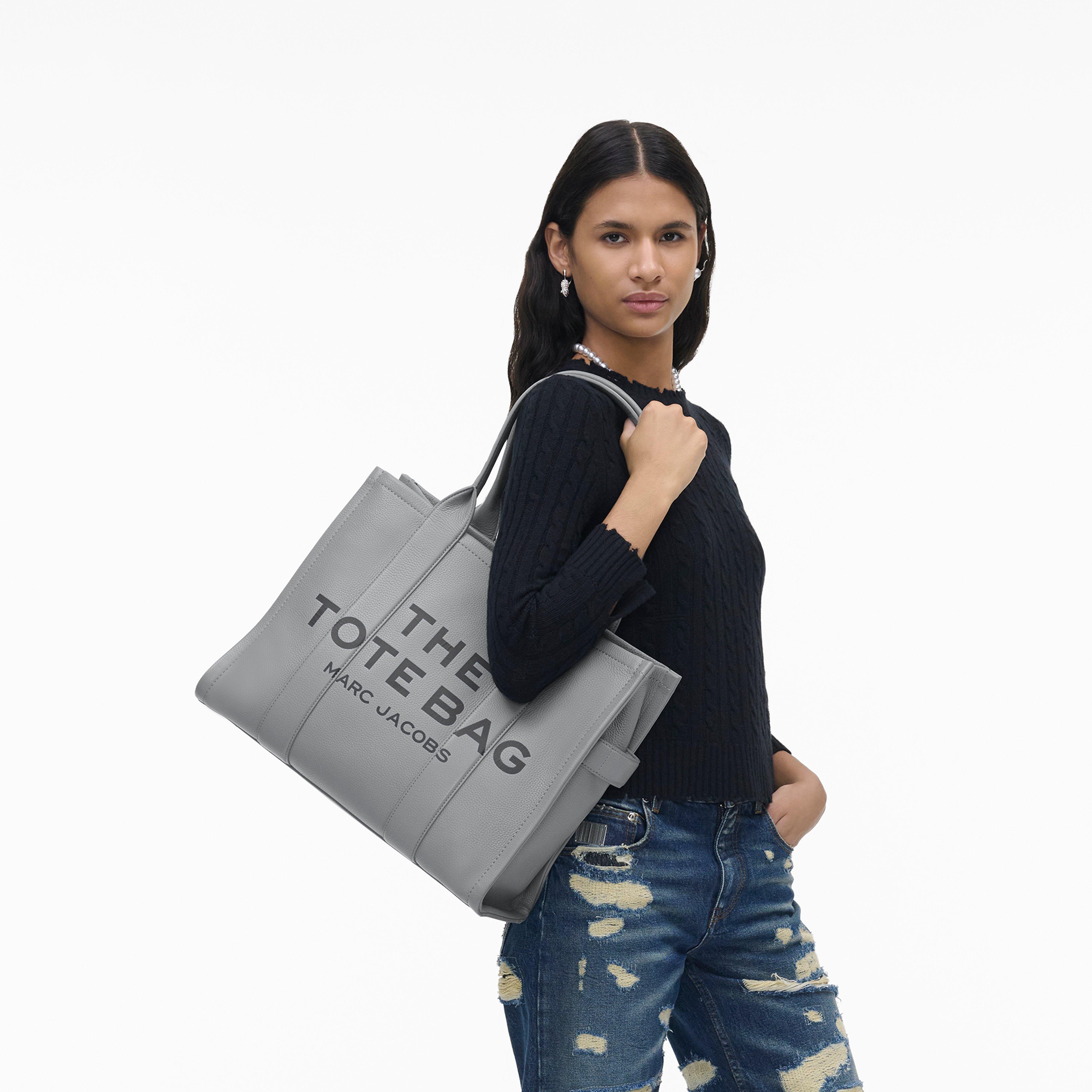 The Leather Large Tote Bag - WOLF GREY--Alternate view