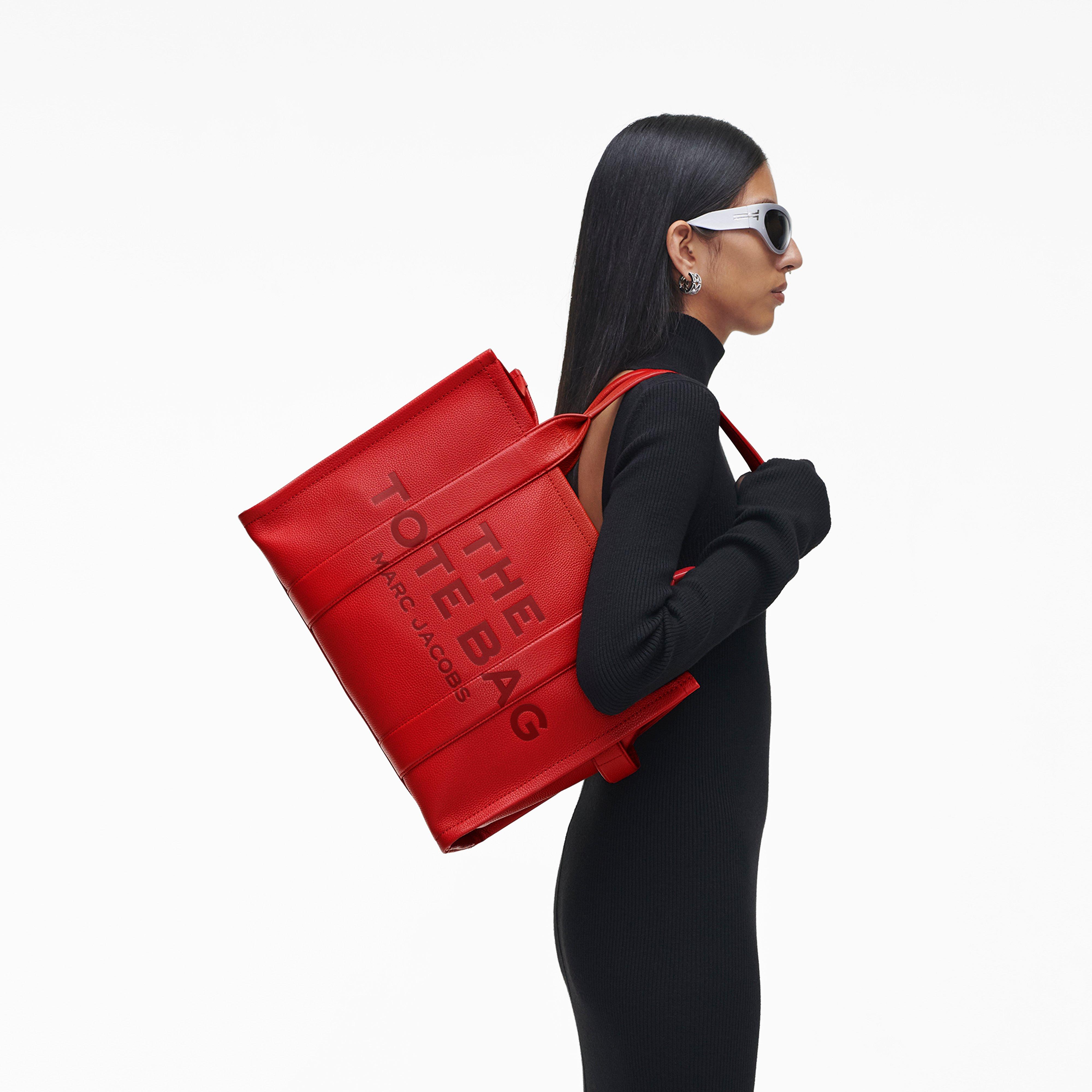 The Leather Large Tote Bag - TRUE RED--Alternate view