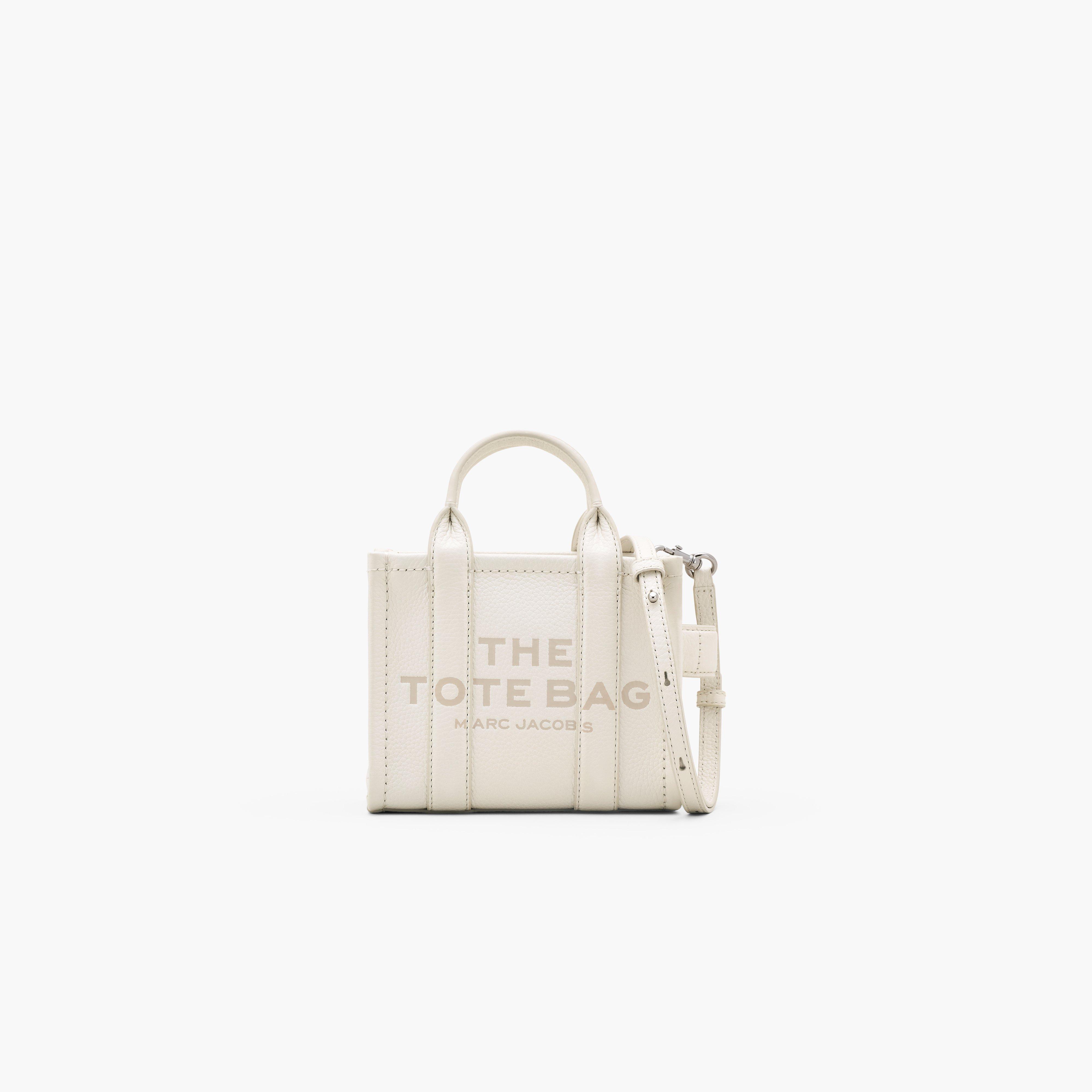 The Leather Micro Tote Bag - COTTON/SILVER