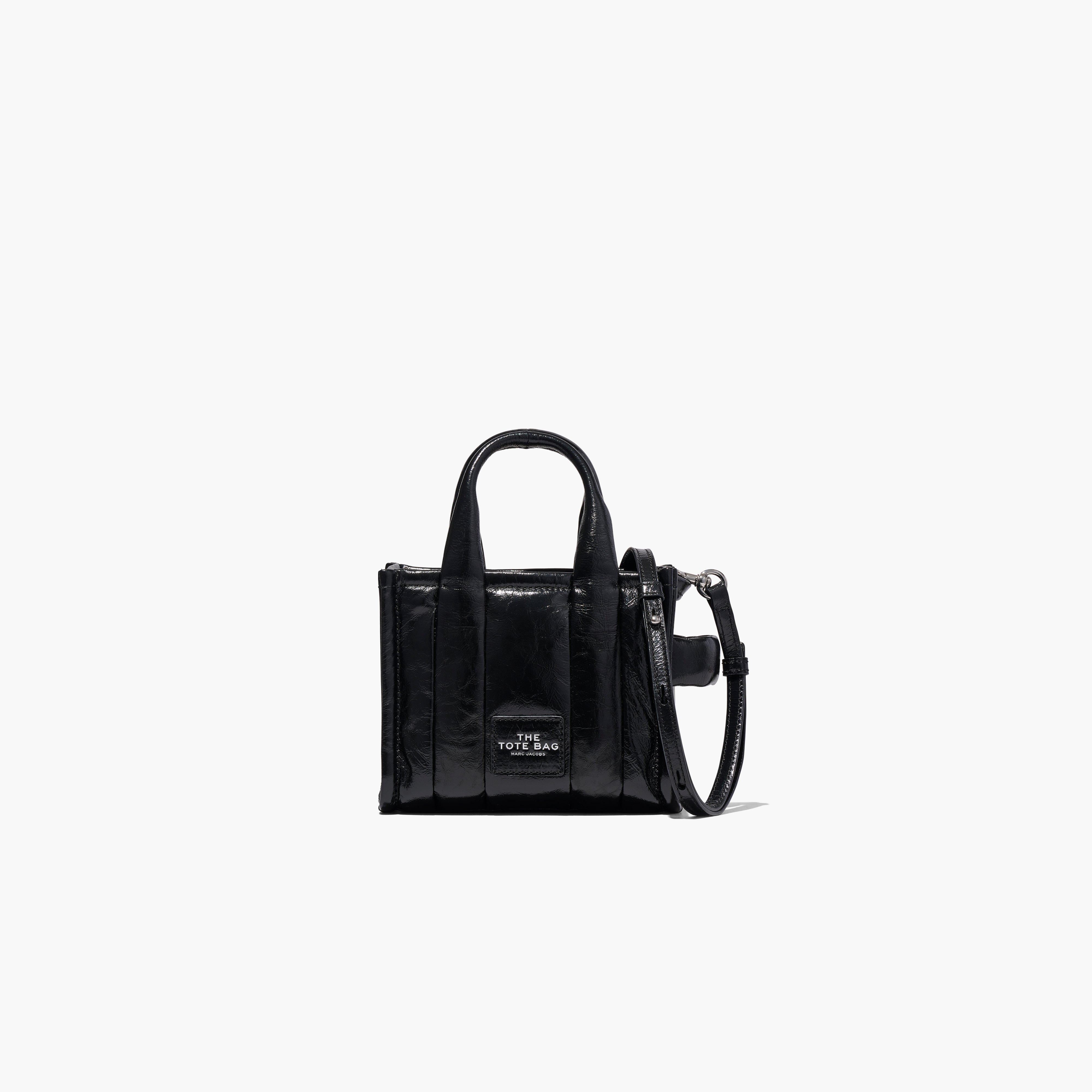 The Shiny Crinkle Micro Tote - BLACK