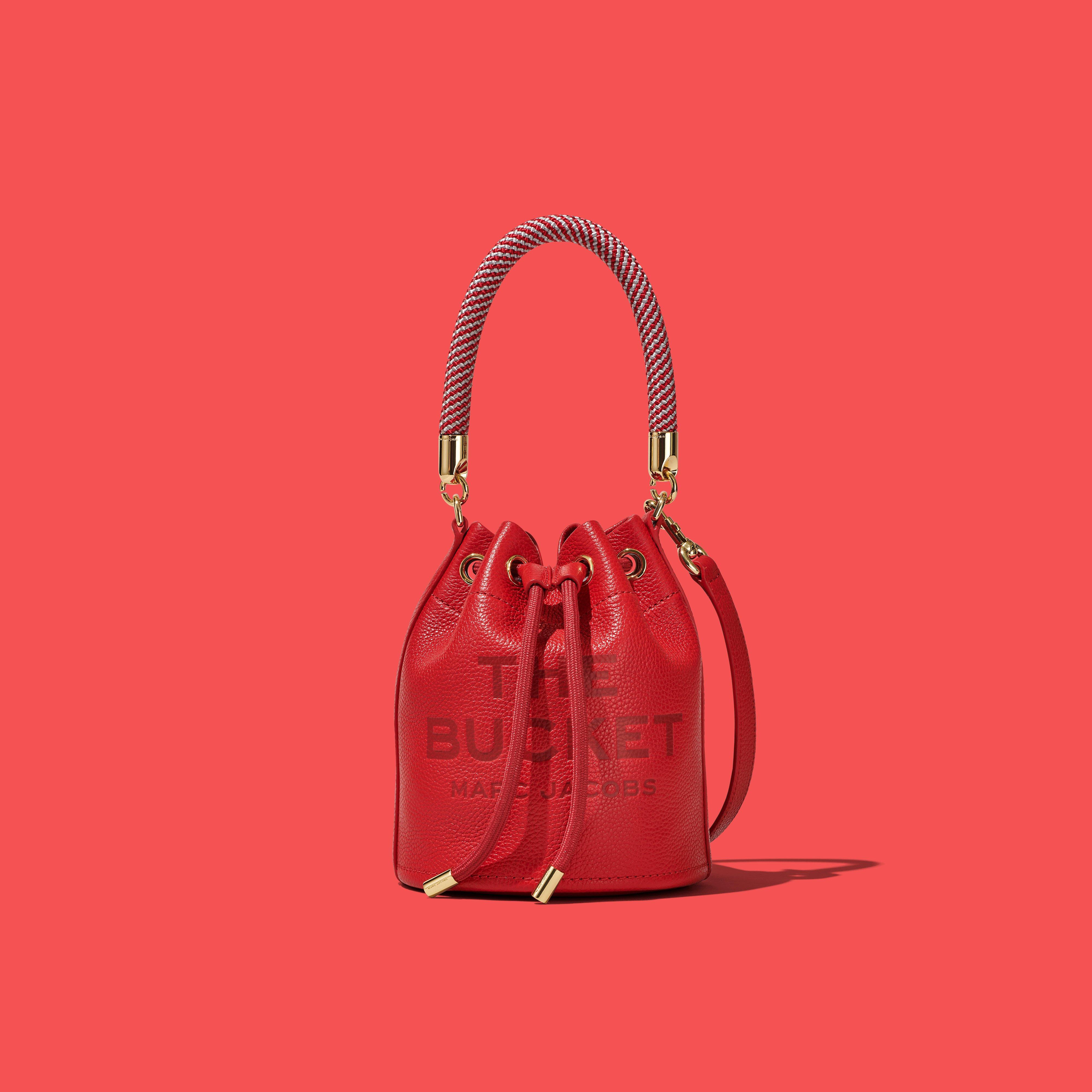 The Leather Bucket Bag - TRUE RED