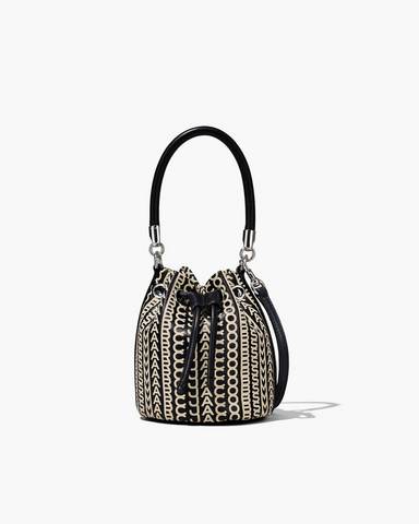 Marc by Marc jacobs The Monogram Leather Micro Bucket Bag,BLACK/WHITE