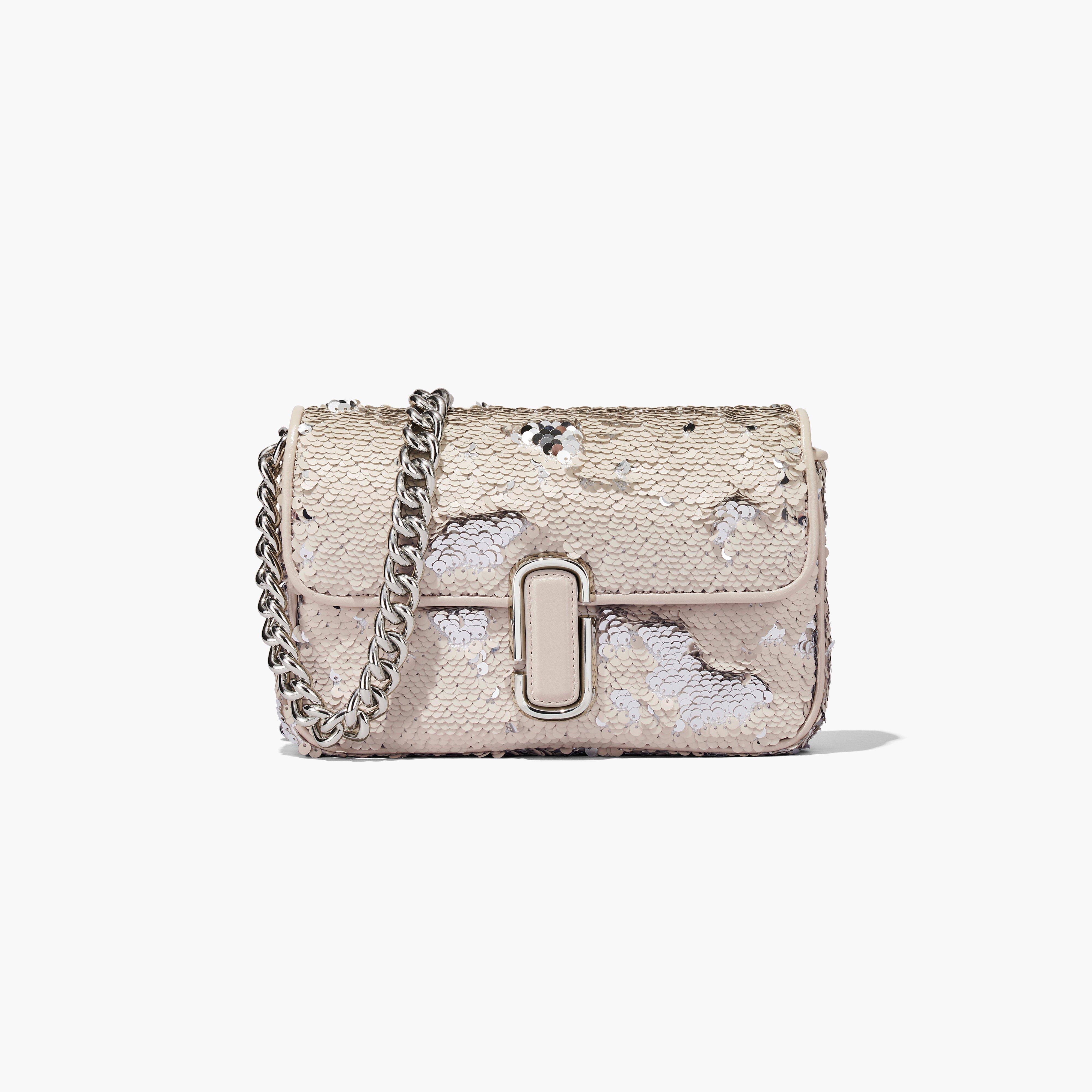The Sequin J Marc Shoulder Bag - CREAM/SILVER