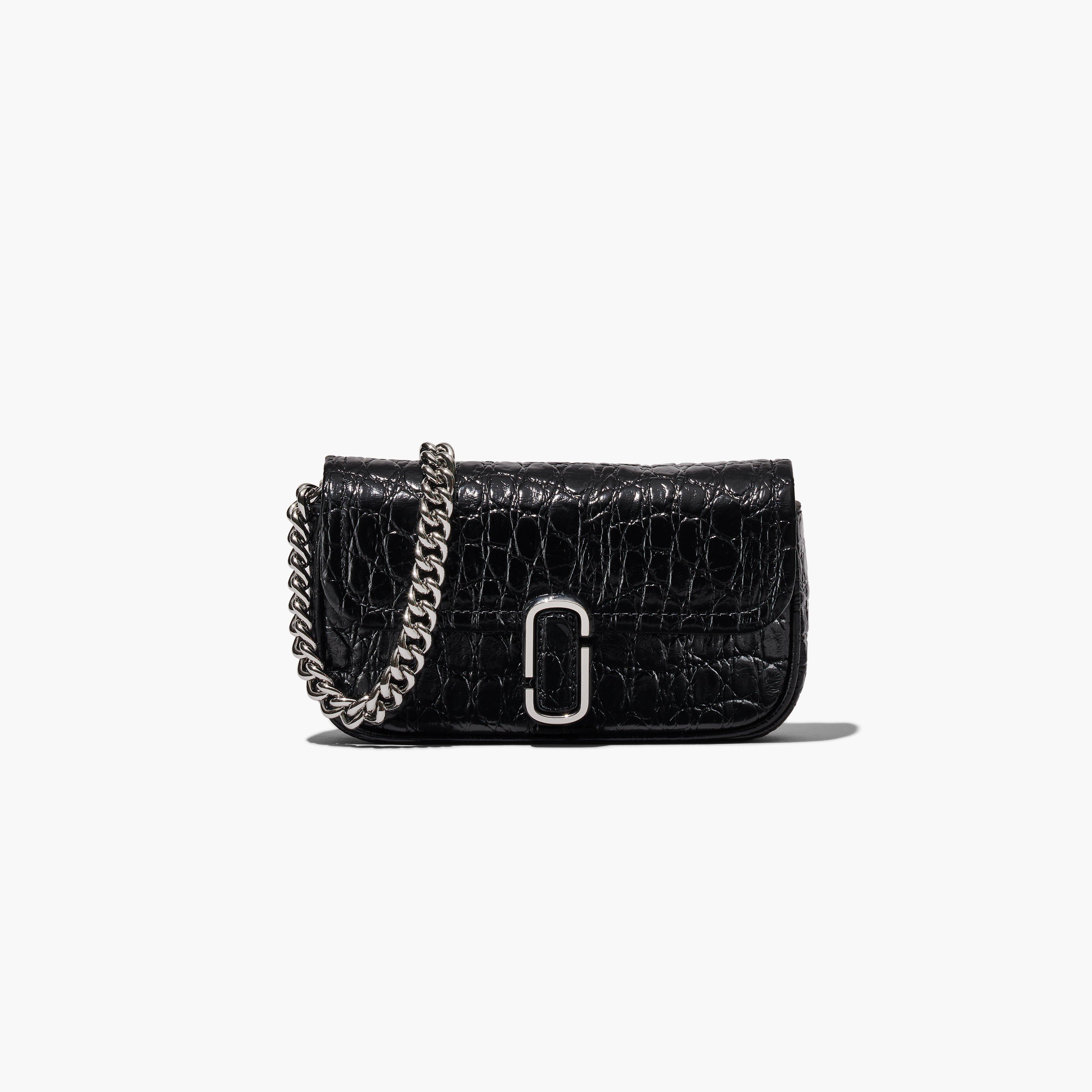 The Croc-Embossed J Marc Mini Shoulder Bag - BLACK