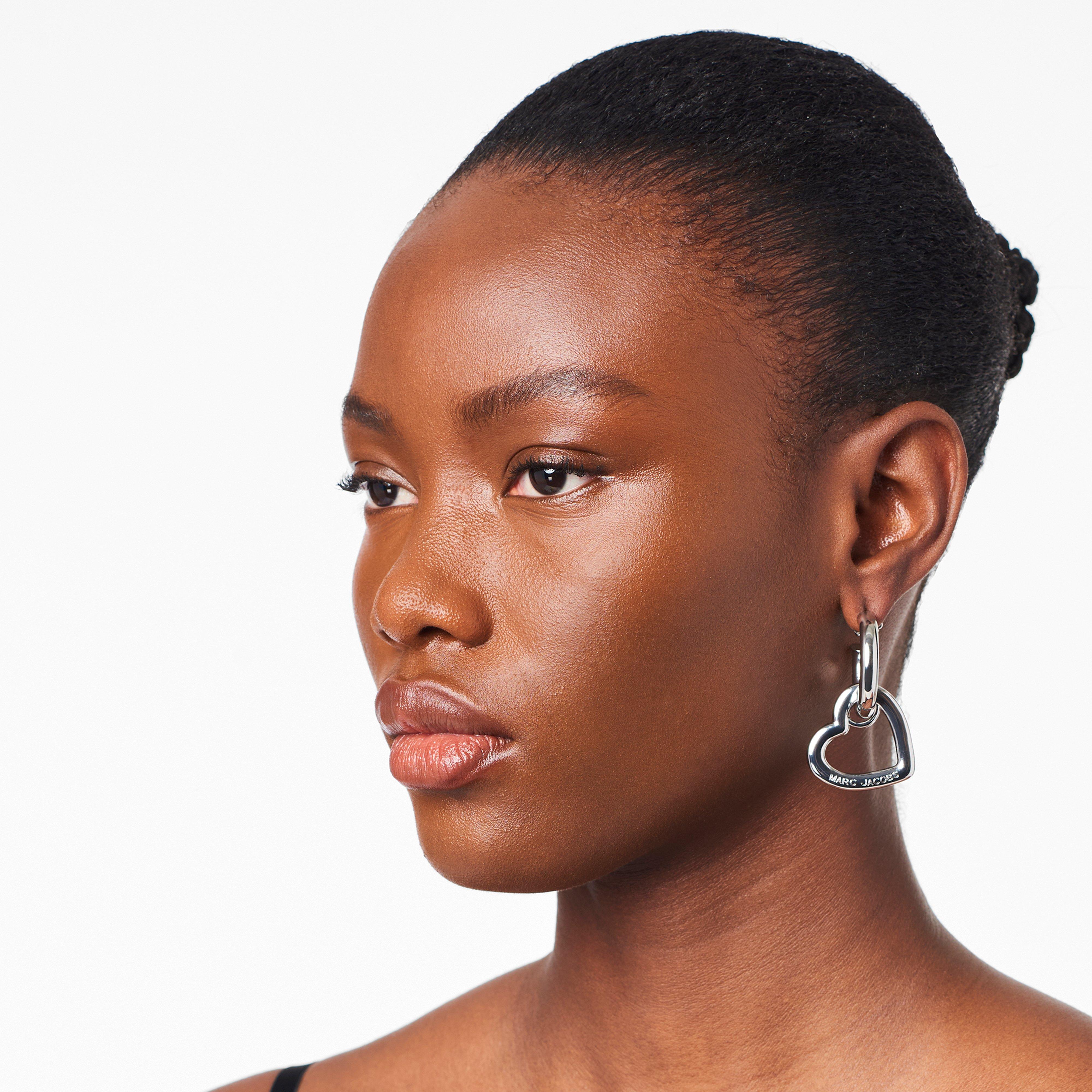 The Charmed Double Heart Hoops - CRYSTAL/SILVER--Alternate view