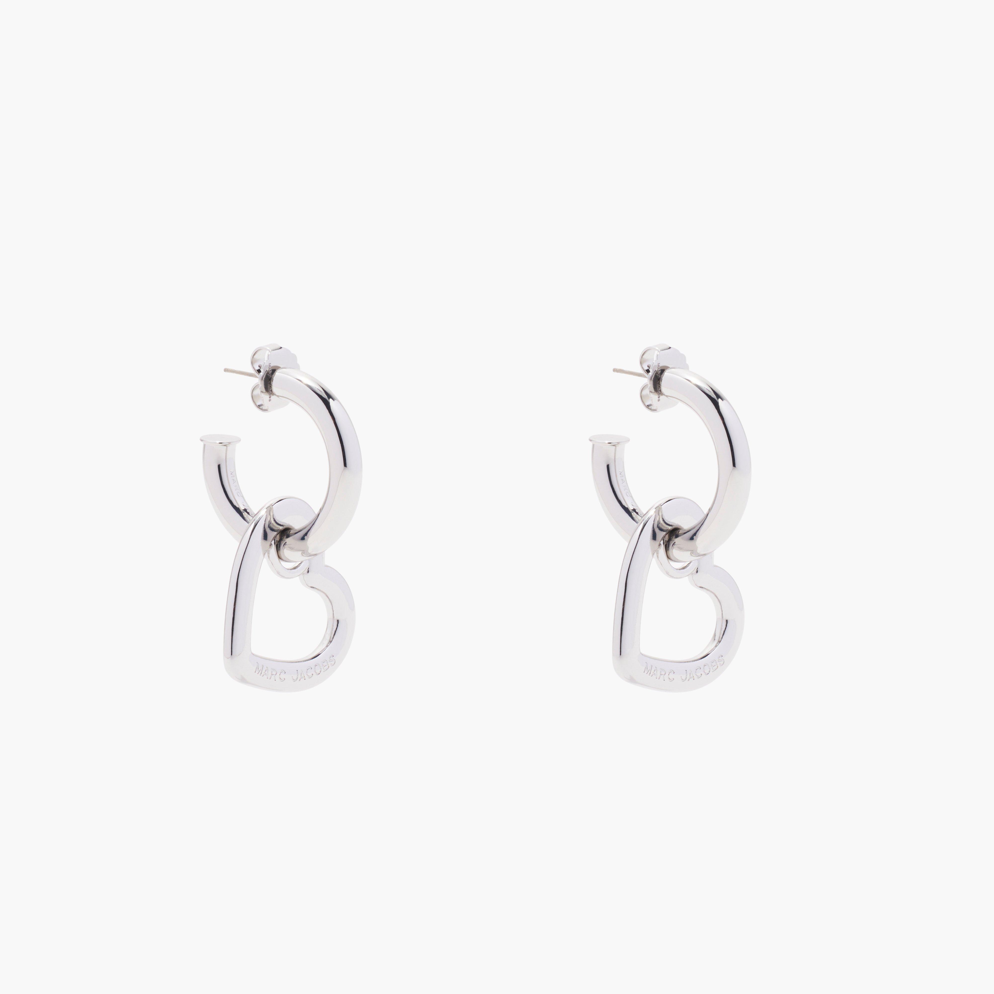The Charmed Double Heart Hoops - CRYSTAL/SILVER