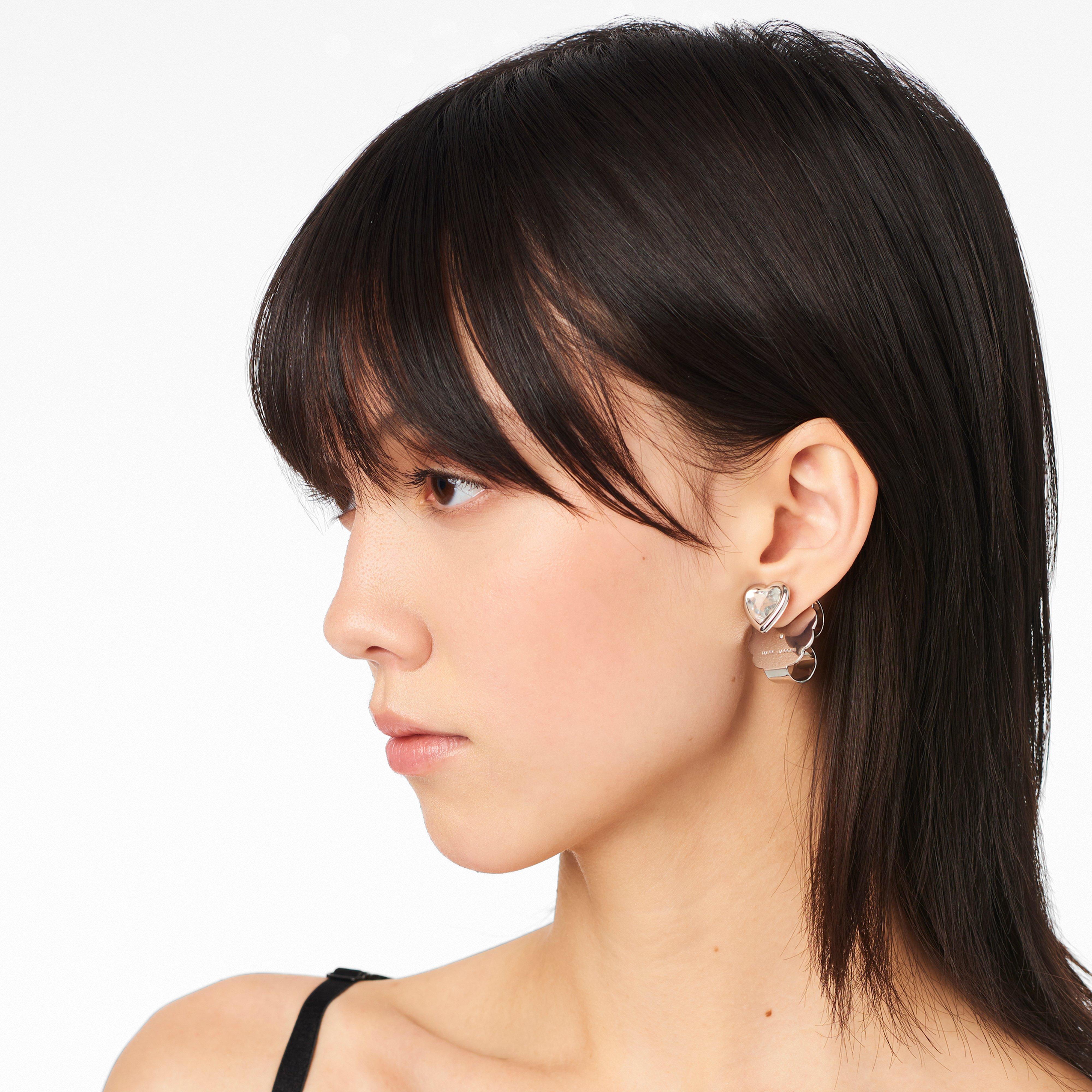 The Charmed Heart Stud Earrings - CRYSTAL/SILVER--Alternate view