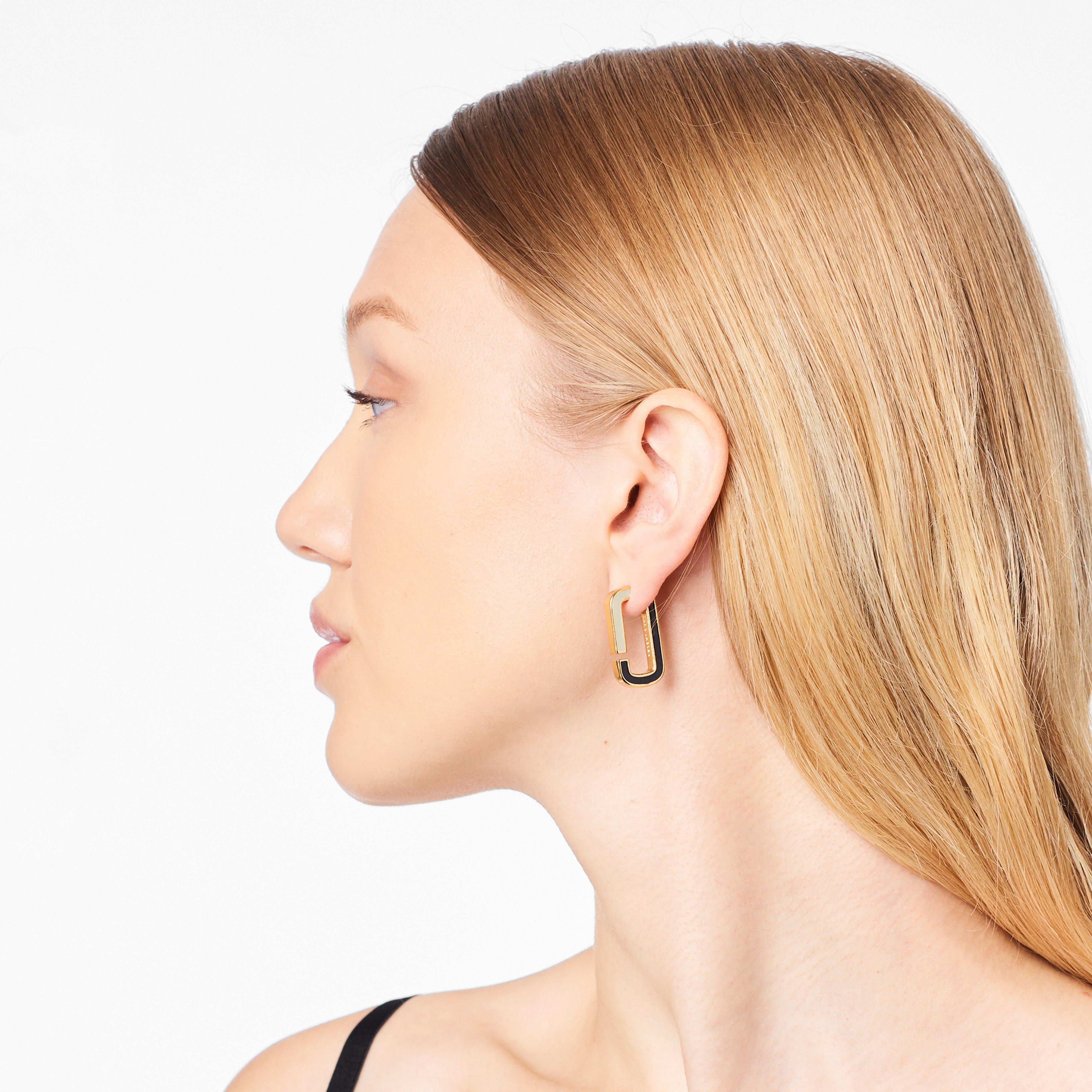 The J Marc Colorblock Flat Hoops - BLACK MULTI/GOLD--Alternate view