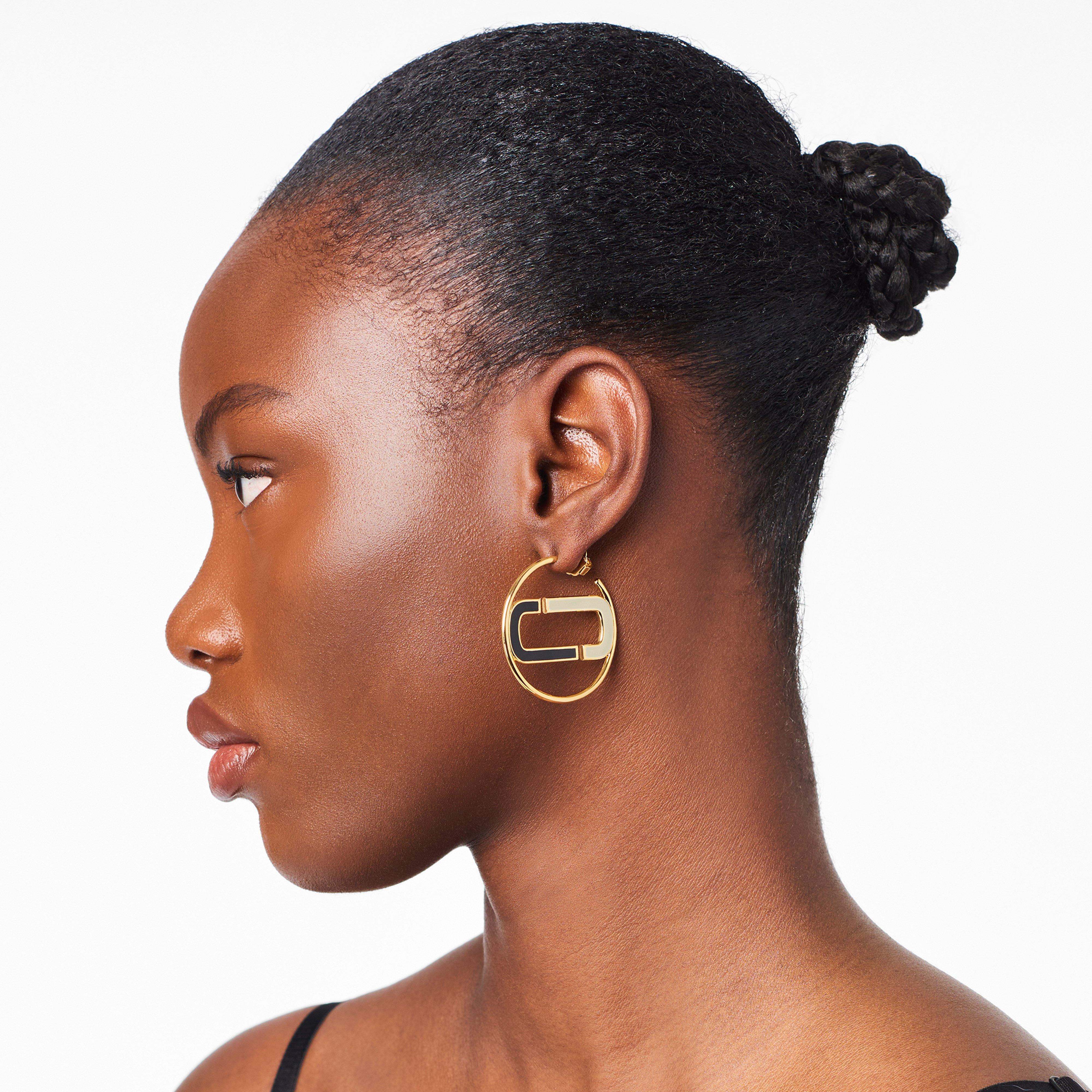 The J Marc Colorblock Hoops - BLACK MULTI/GOLD--Alternate view