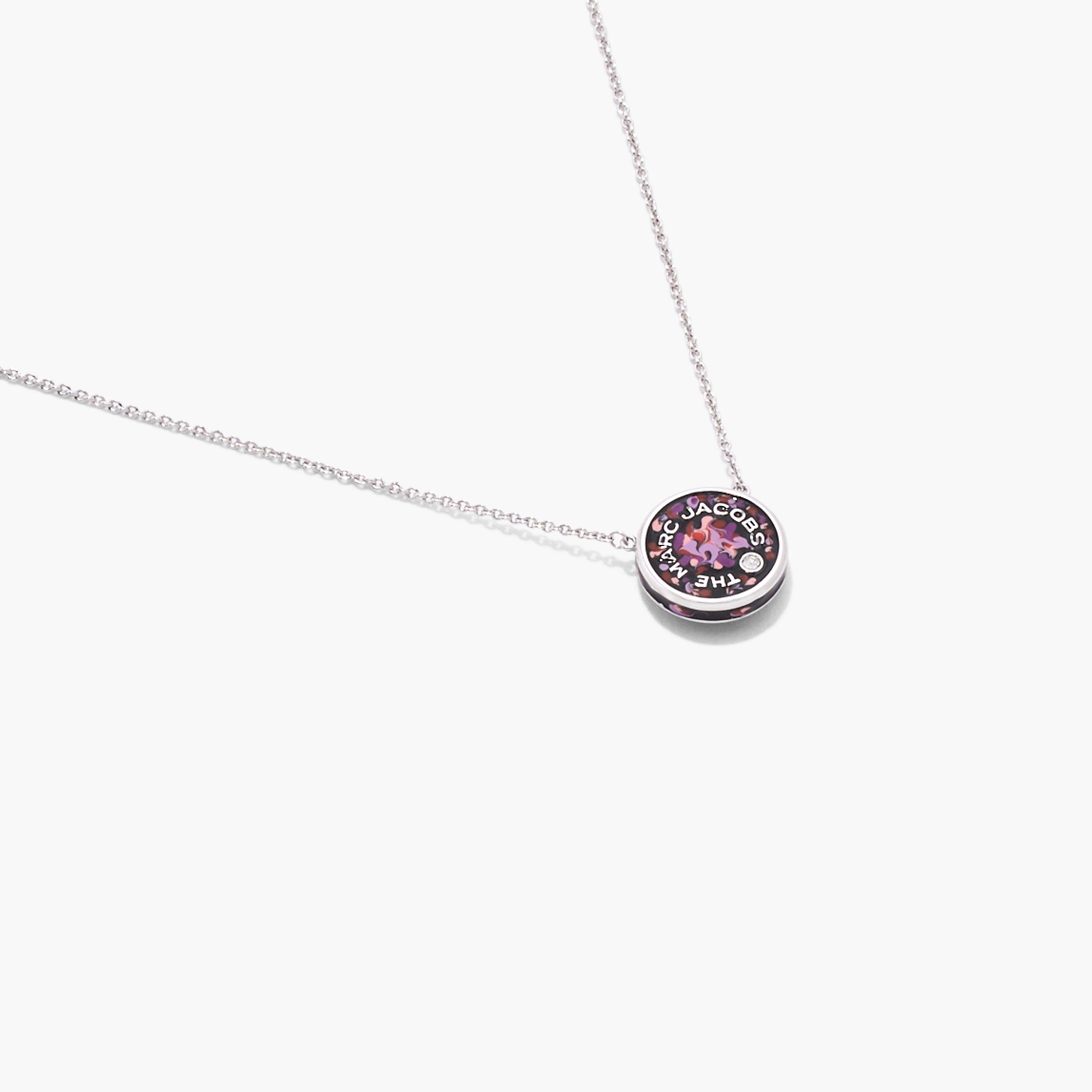 The Marbled Medallion Pendant - PURPLE MULTI/SILVER