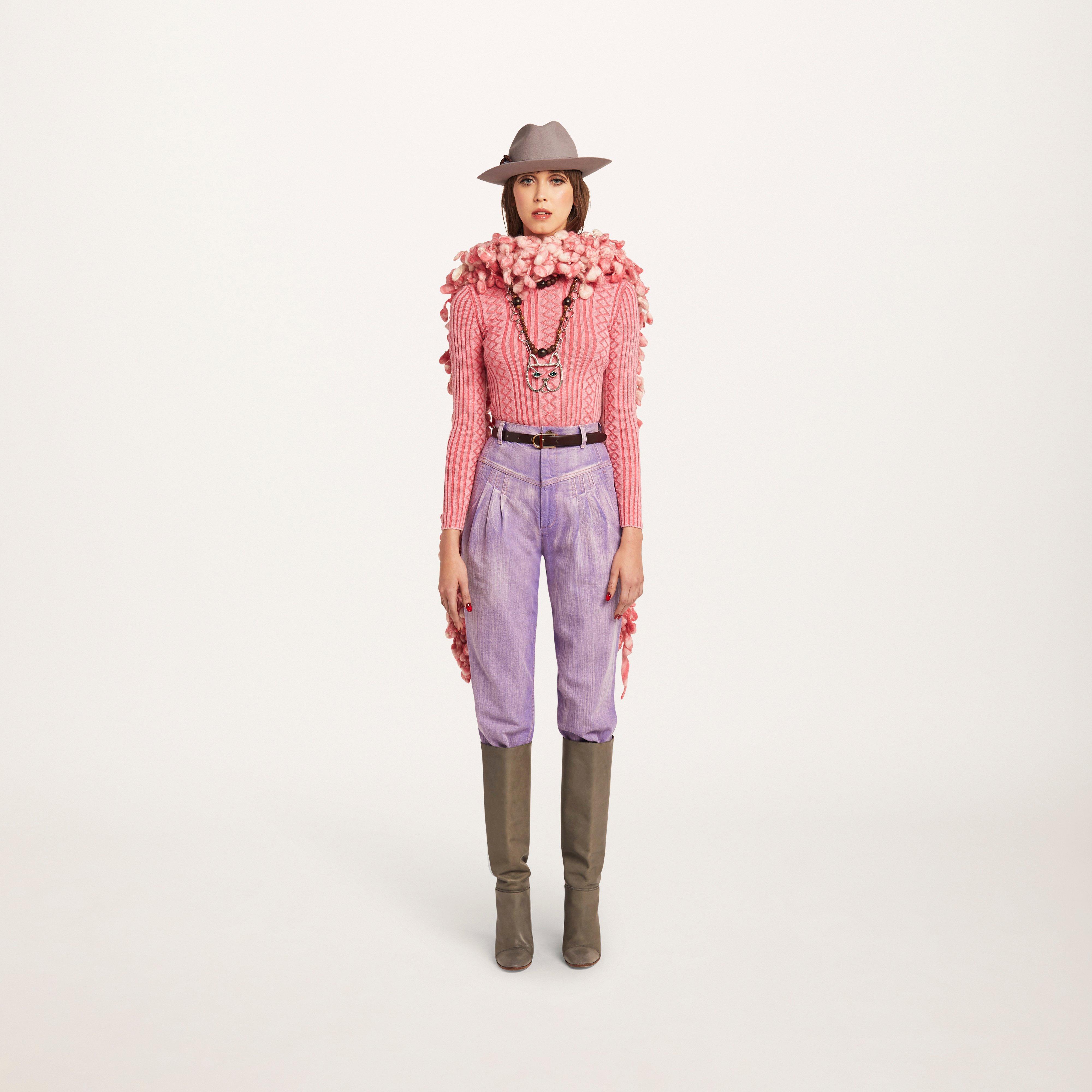 Melange Turtleneck Sweater with Belt--Alternate view