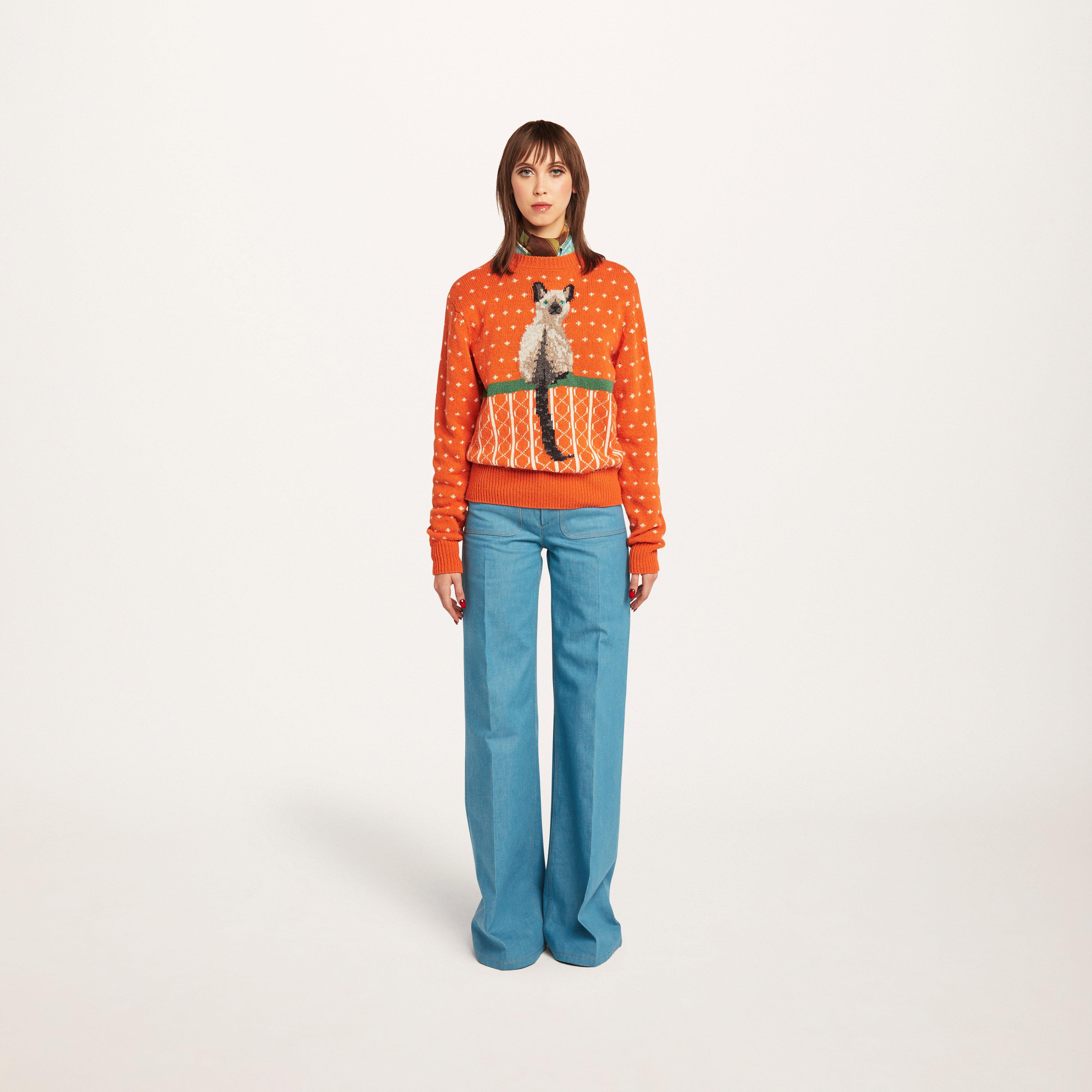 Jacquard Crew Neck Sweater--Alternate view