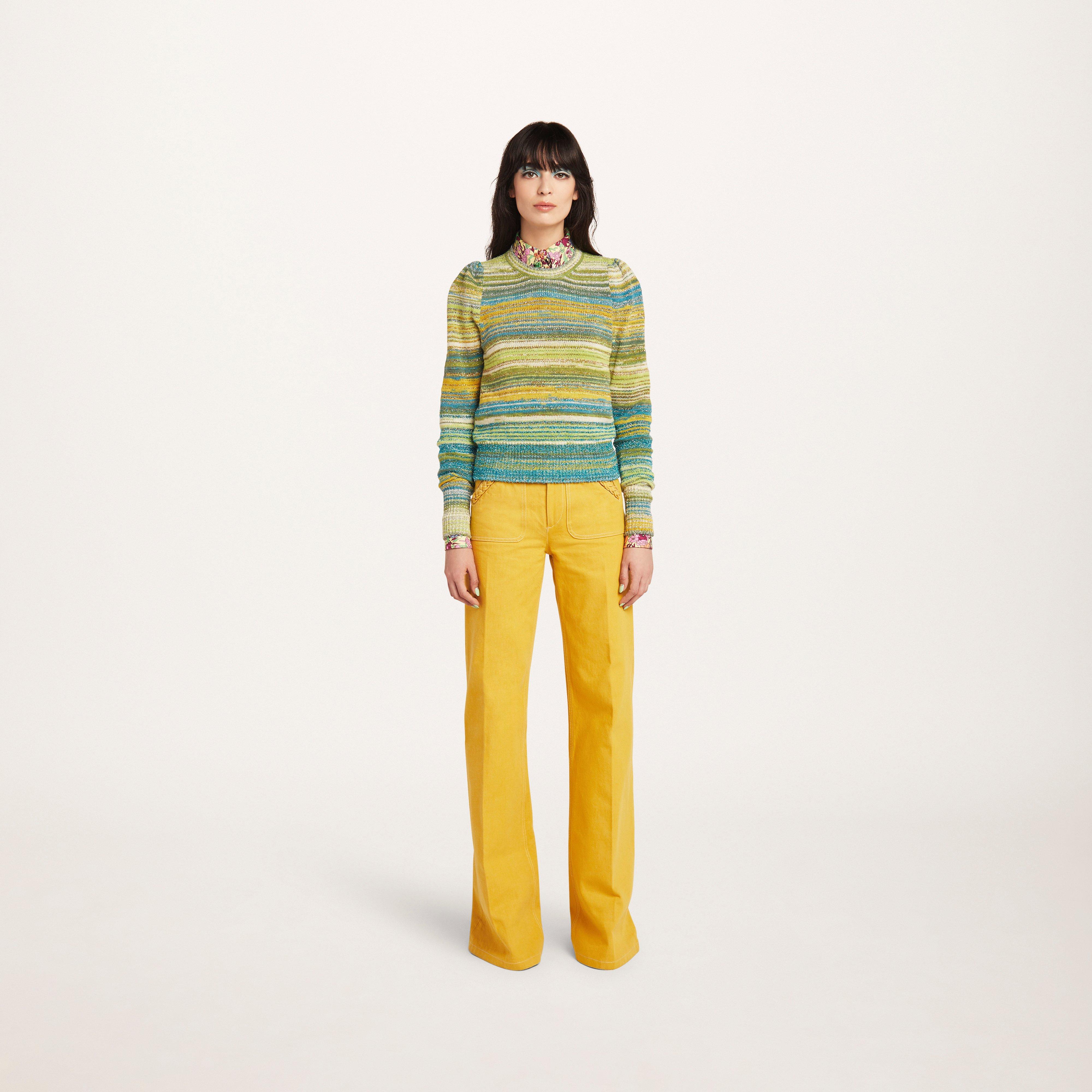 Lurex Stripe Crew Neck Sweater--Alternate view