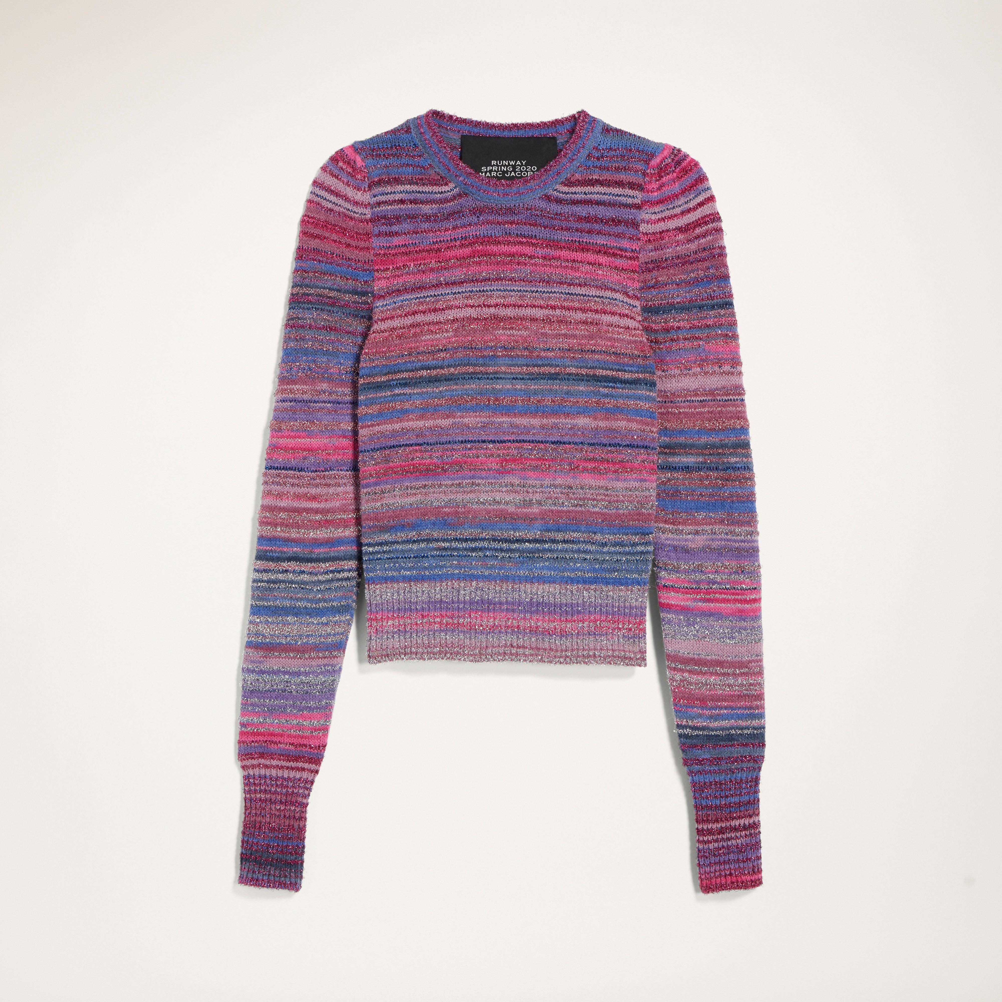 Lurex Stripe Crew Neck Sweater