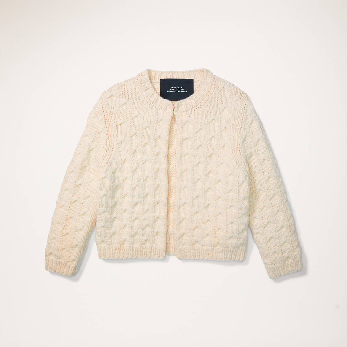 Image of MARC JACOBS Women's Hand-Knit Crew Neck Cardigan in Ecru, Size Large