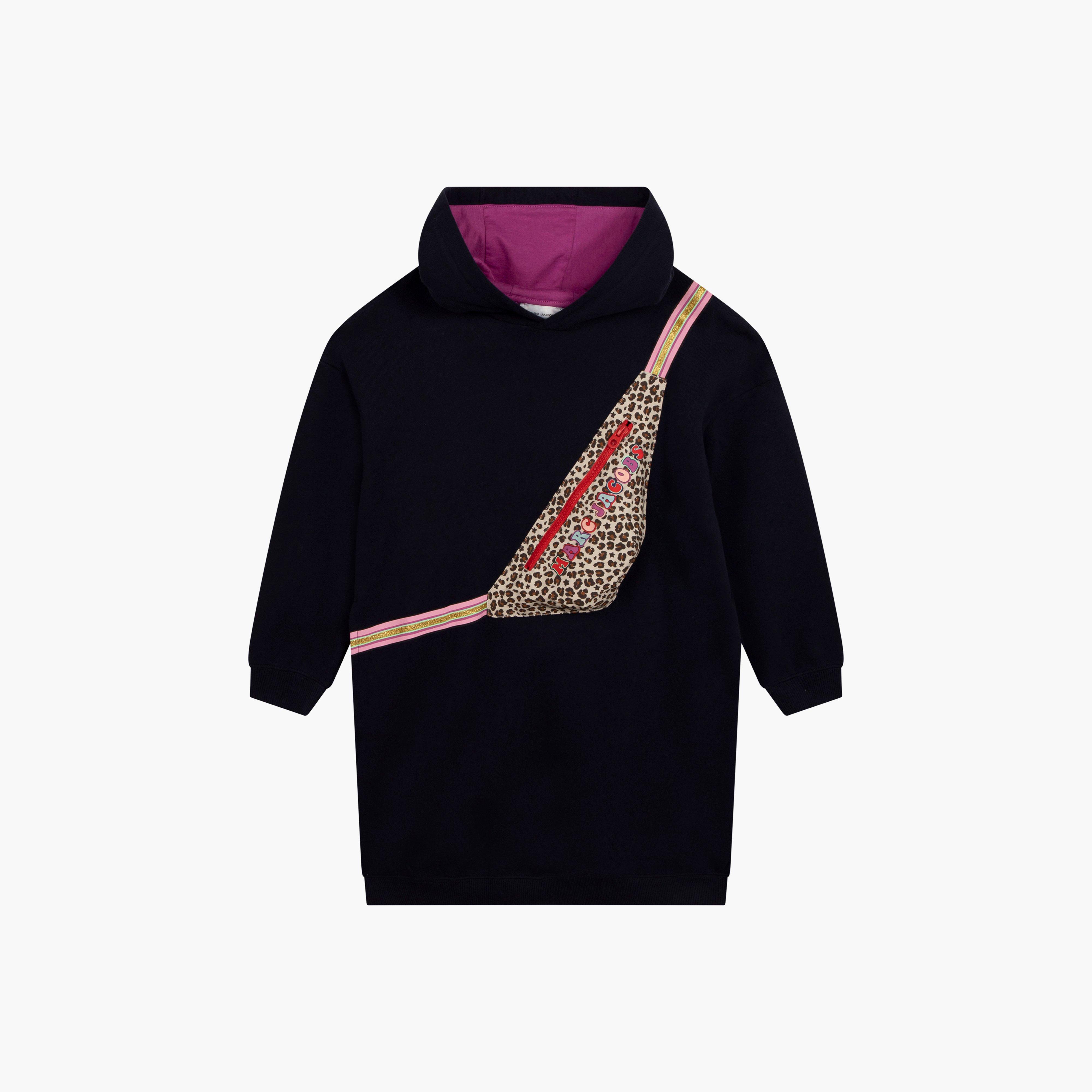 Hooded Trompe L'Oeil Dress - NAVY