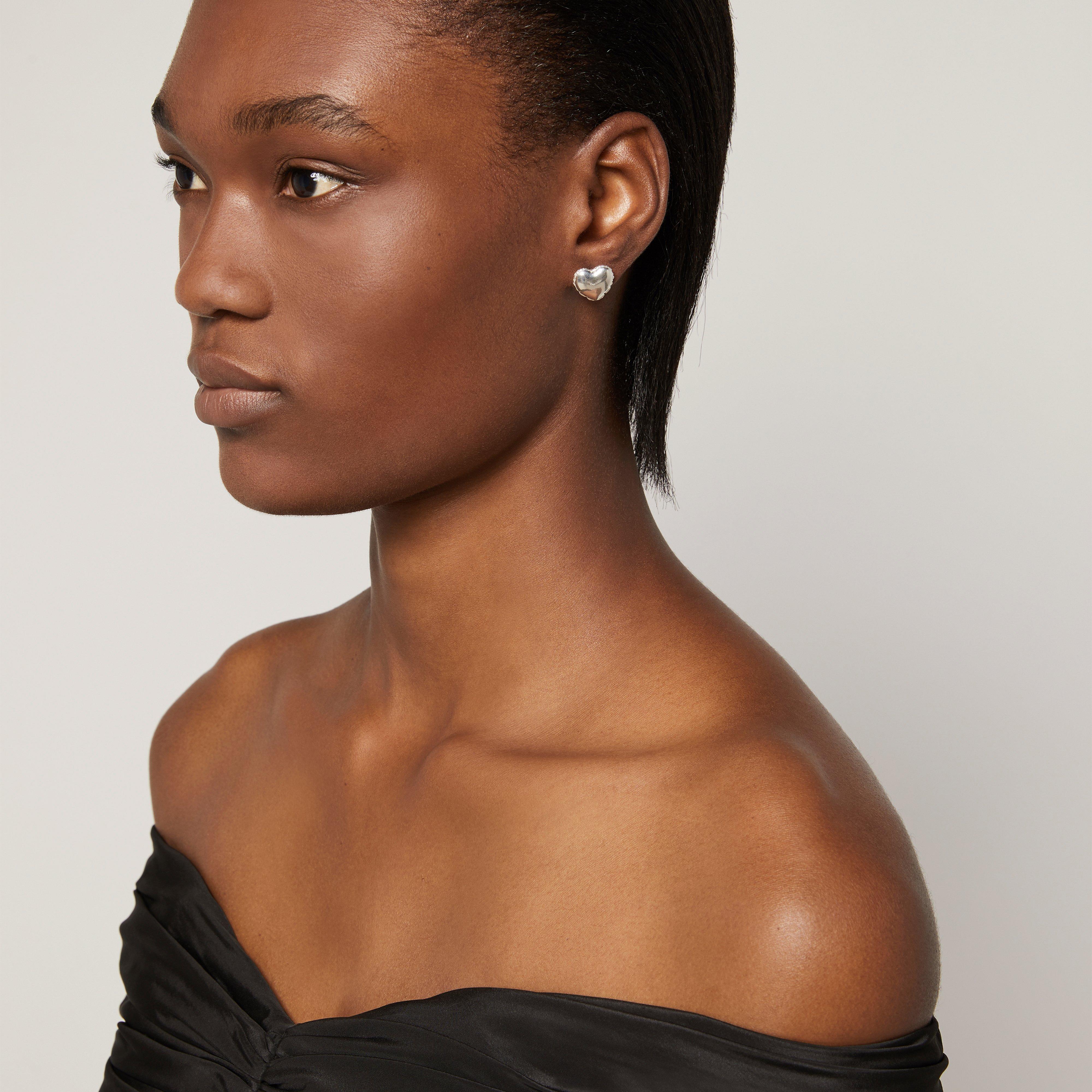 The Balloon Small Heart Studs--Alternate view