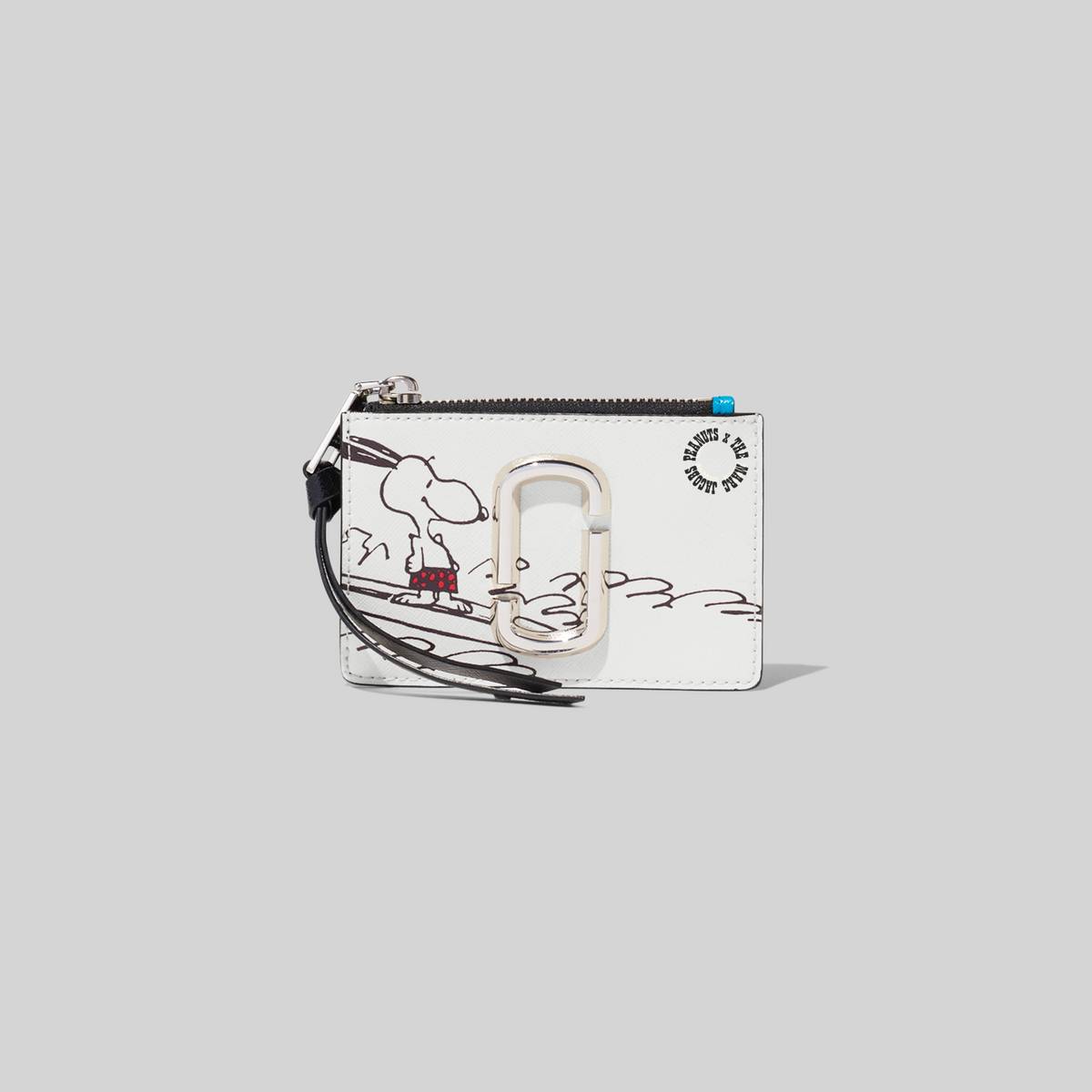 Image of MARC JACOBS Women's Peanuts x The Snapshot Top Zip Multi Wallet in White Multi