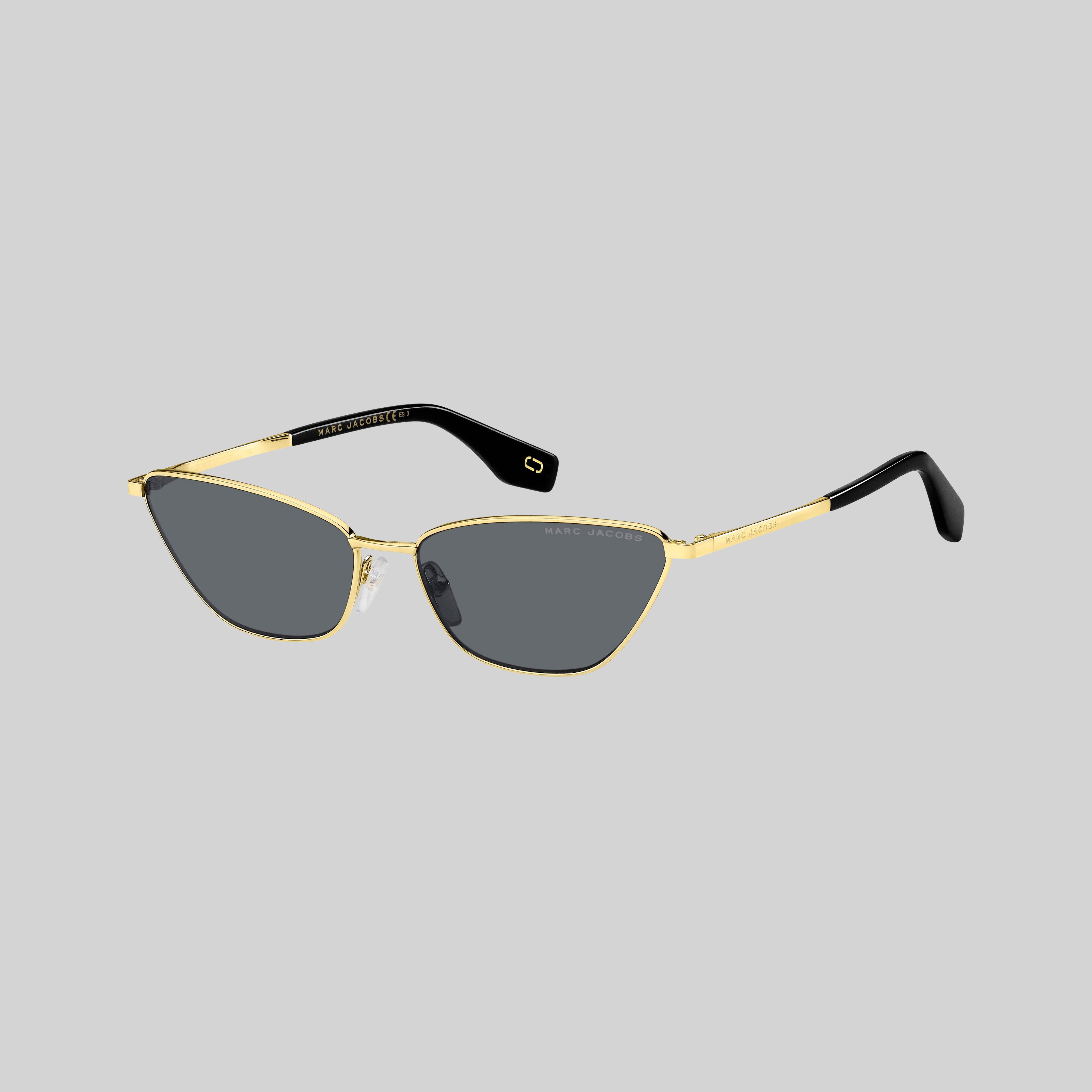 Marc Jacobs Retro Vintage Mini Cat-eye Sunglasses In Gold/grey
