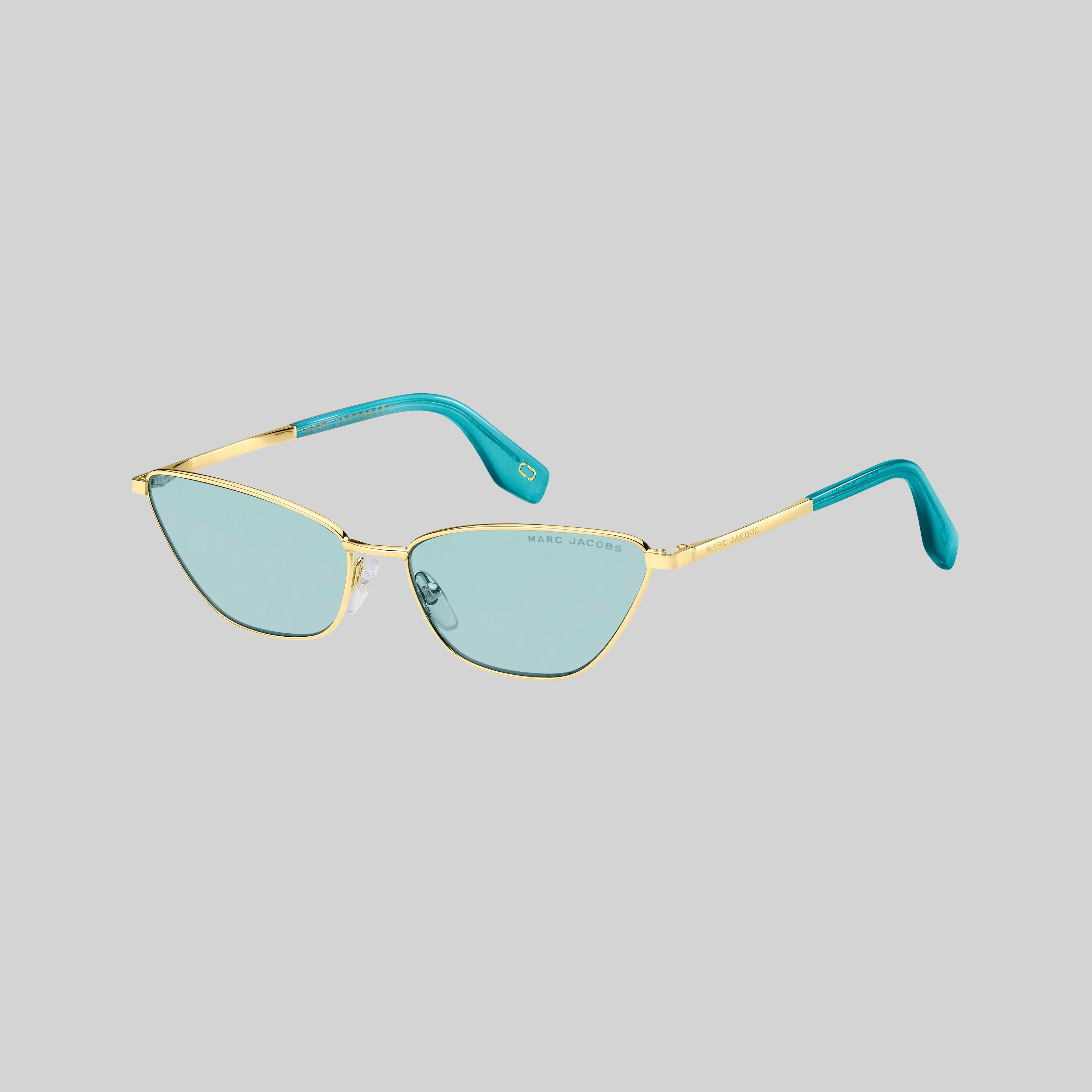 Marc Jacobs Retro Vintage Mini Cat-eye Sunglasses In Gold/blue