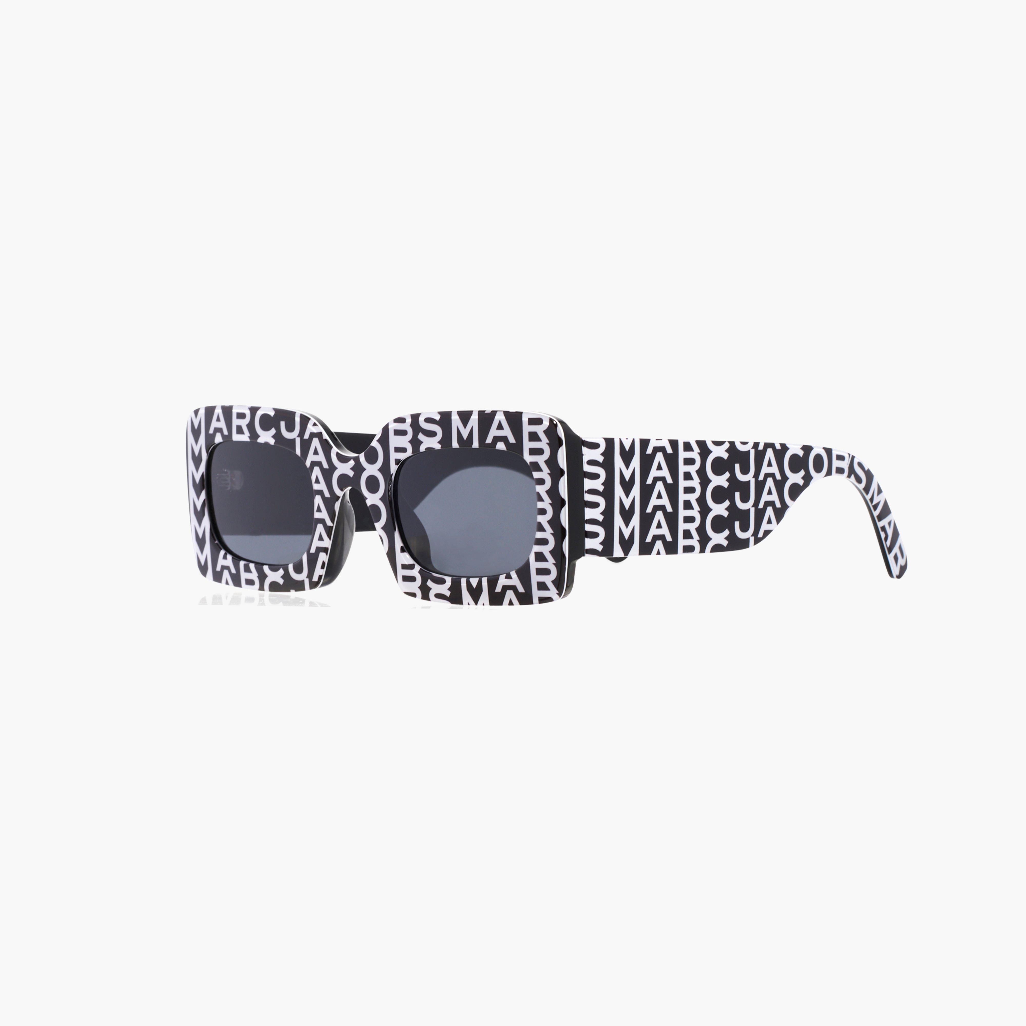 The Monogram Rectangular Sunglasses - BLACK/WHITE