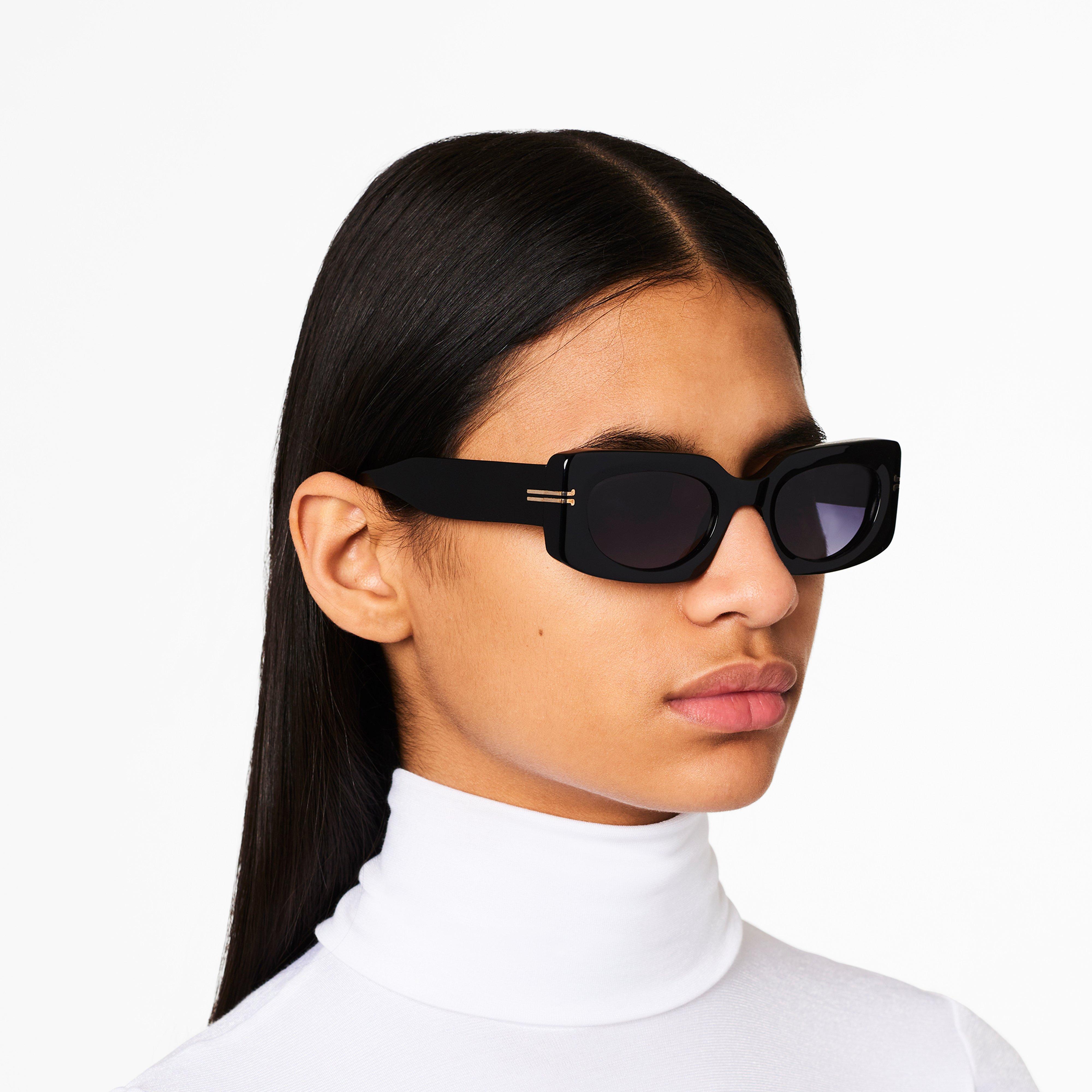 Icon Rectangular Sunglasses - BLACK--Alternate view
