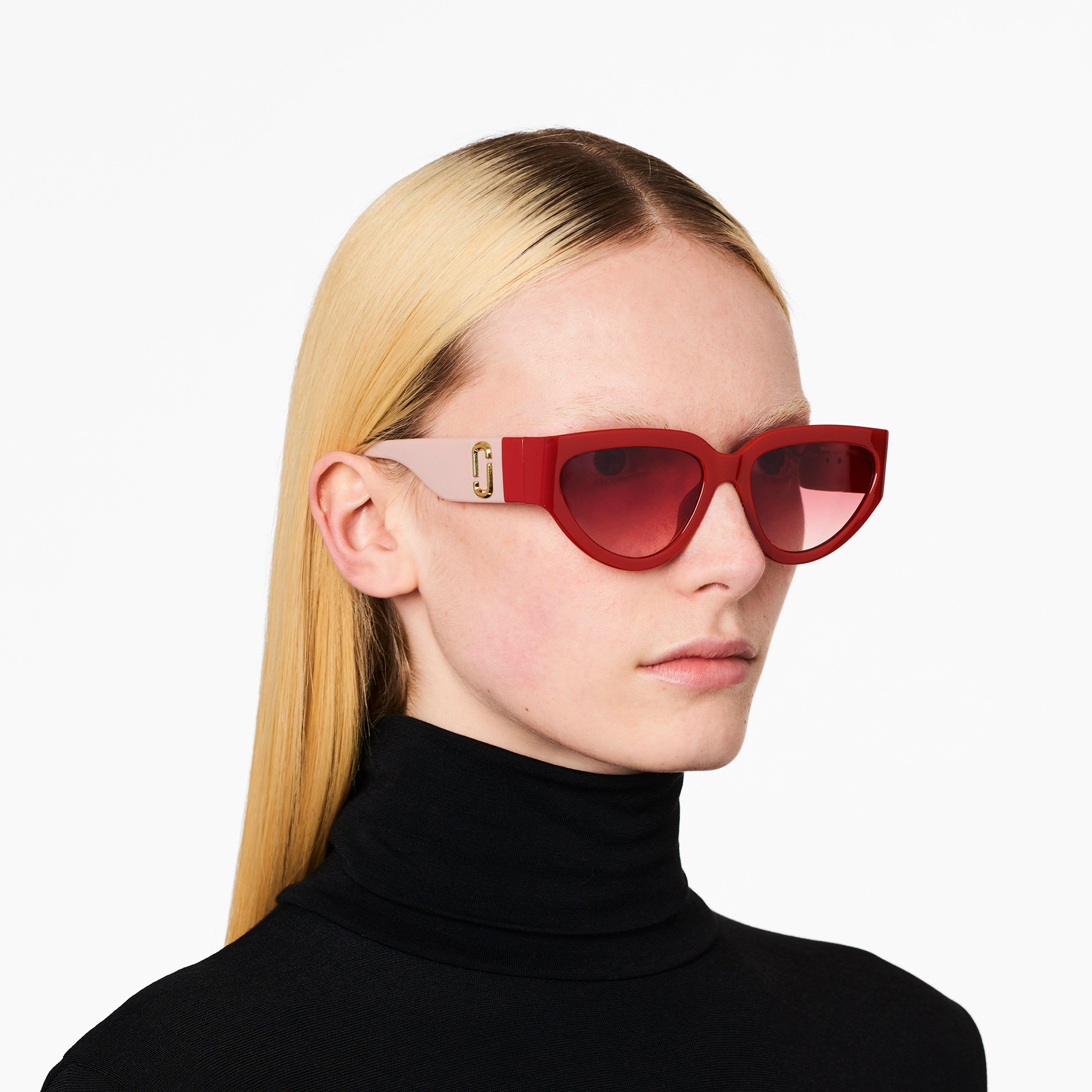 J Marc Cat Eye Sunglasses - RED--Alternate view
